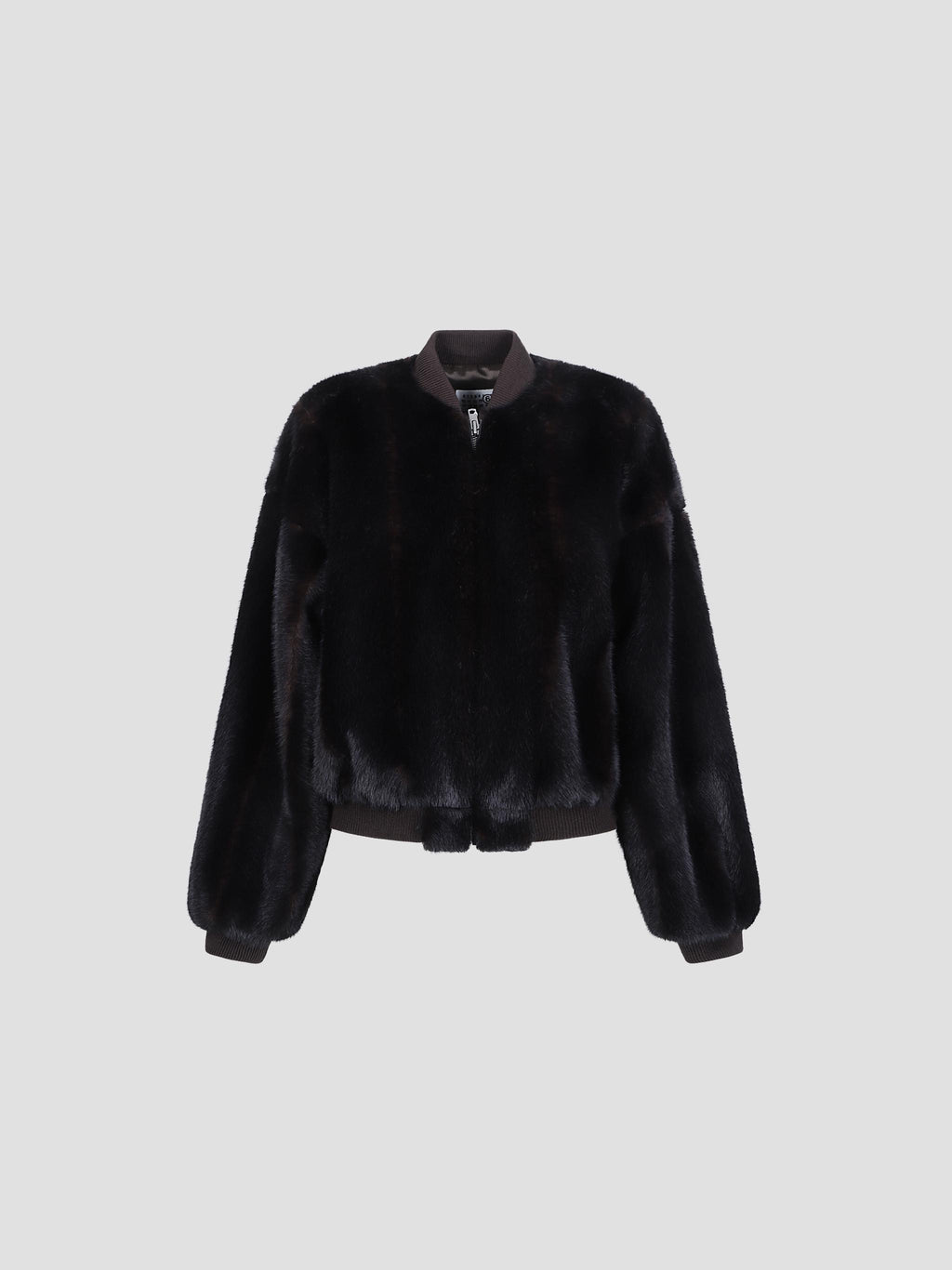 Rib-trim faux-fur jacket