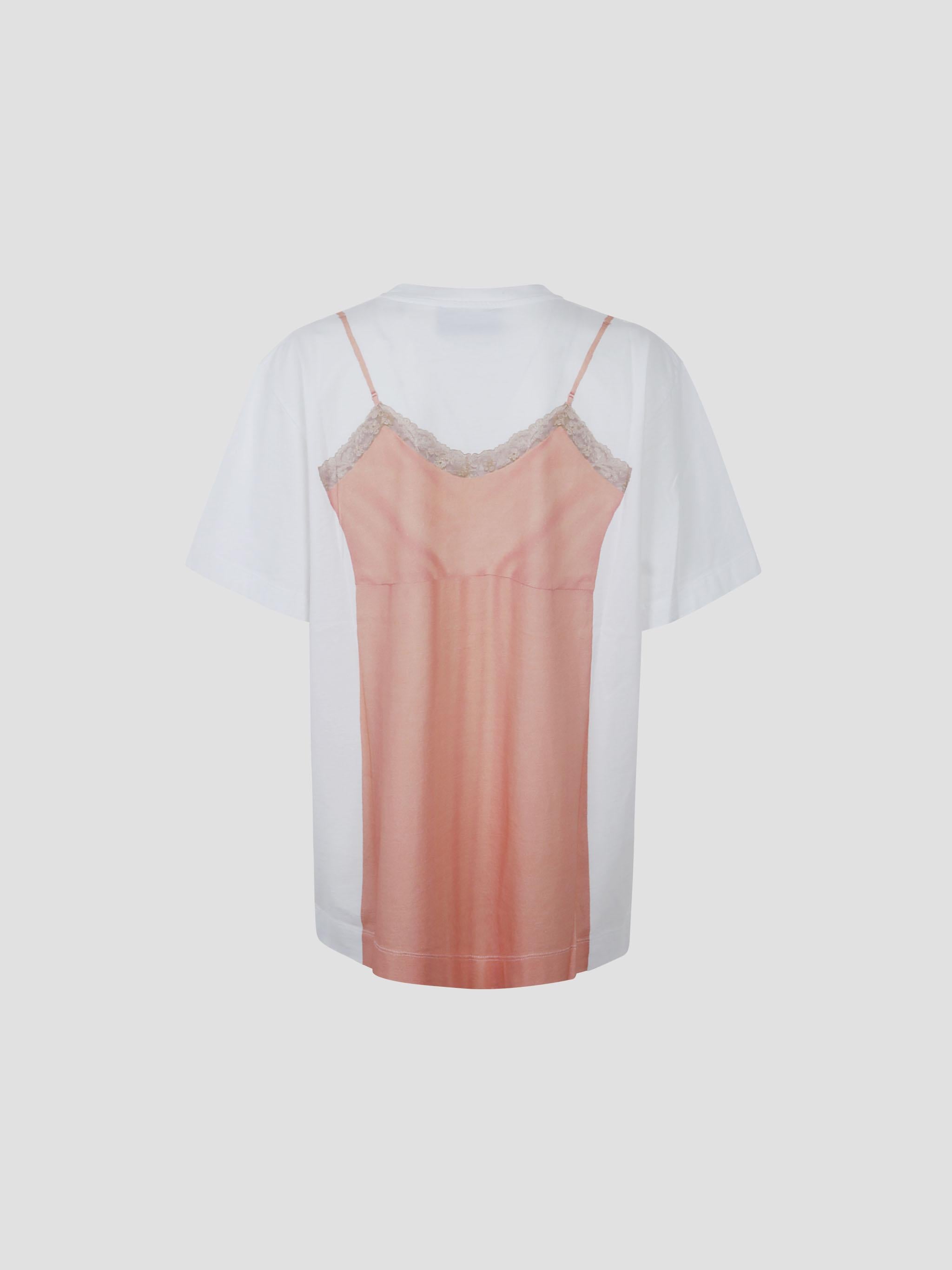 Bow sash slip dress trompe l'oeil  t-shirt