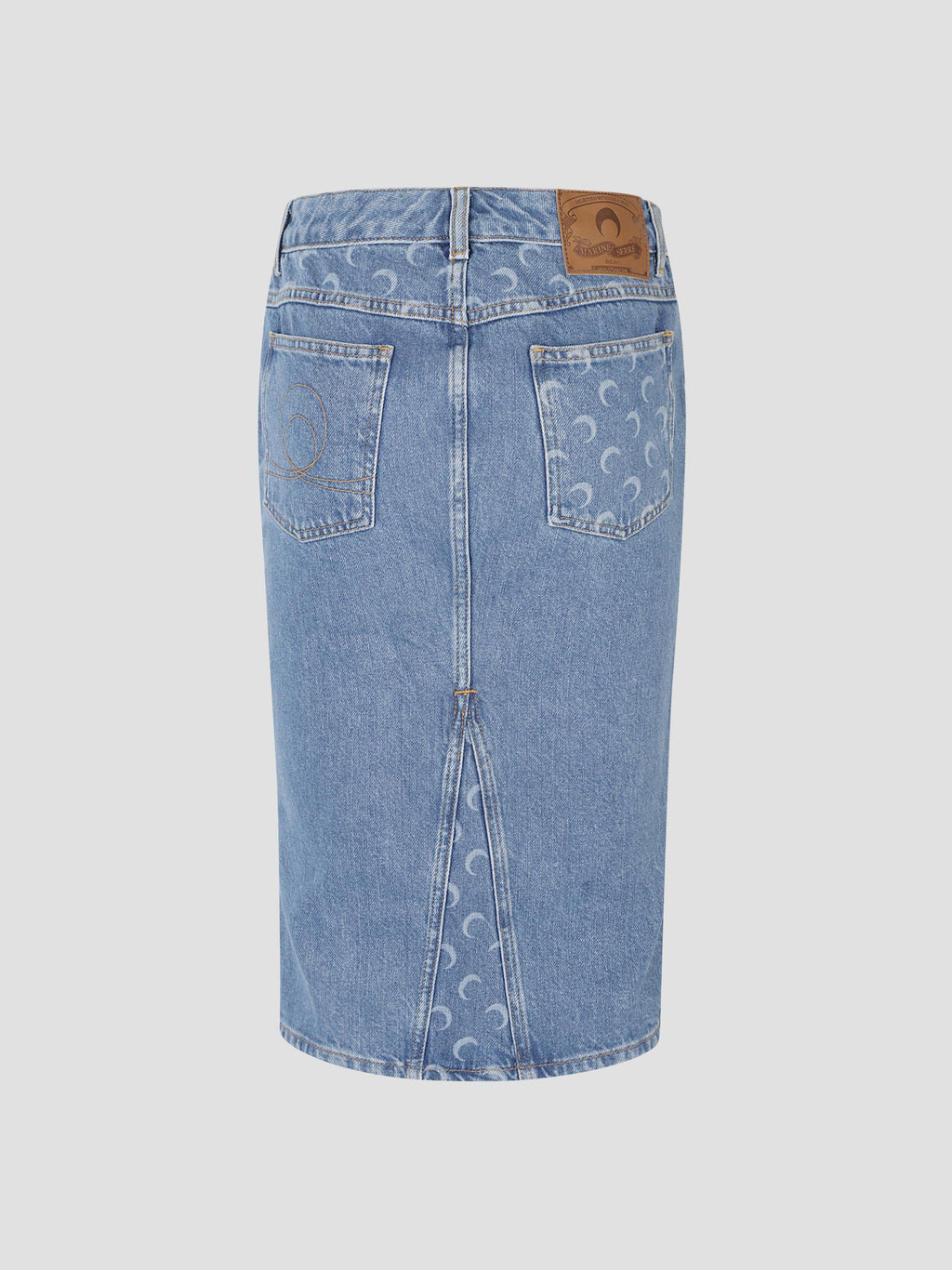 Moon laser blue wash denim skirt