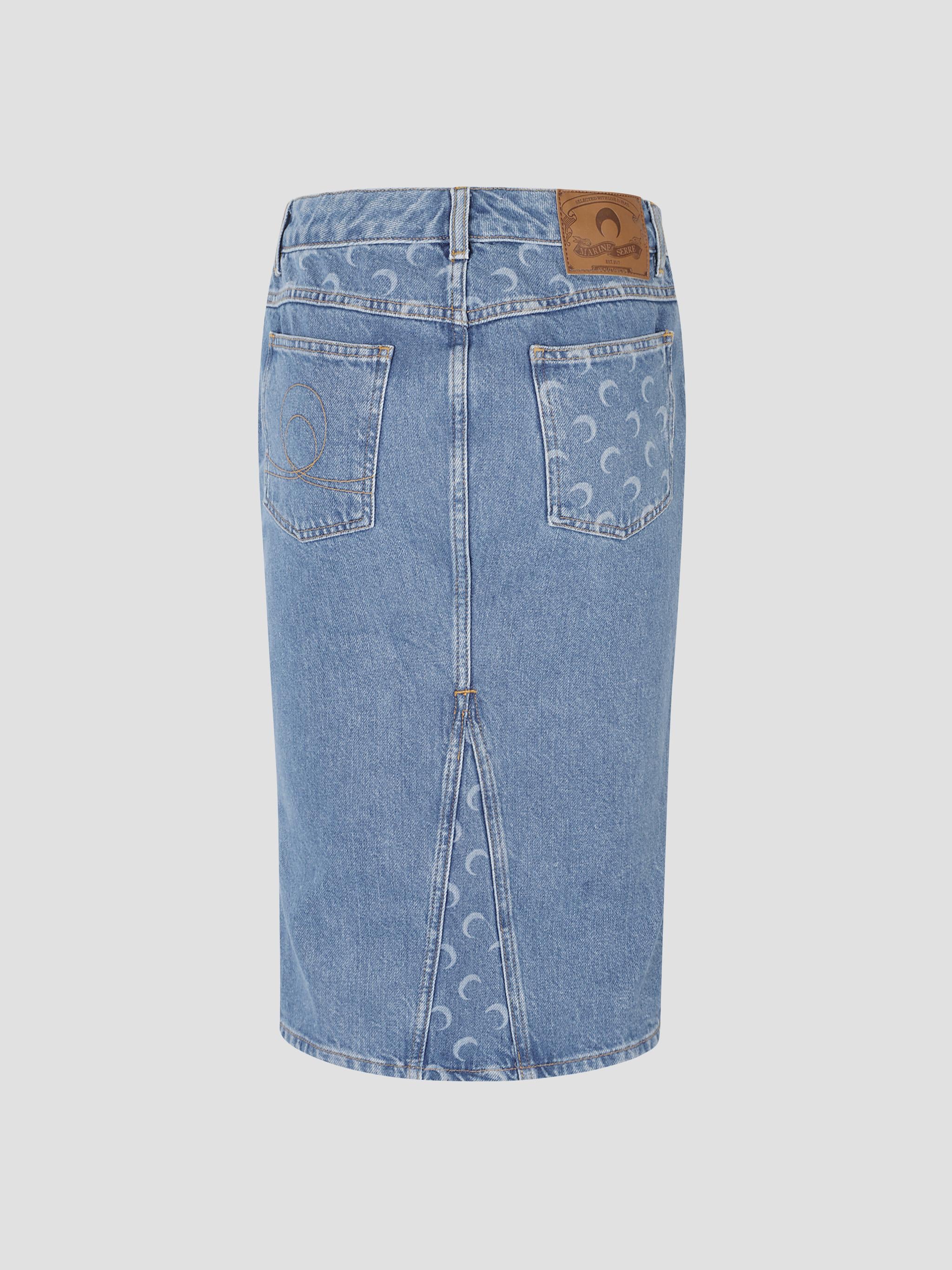 Moon laser blue wash denim skirt