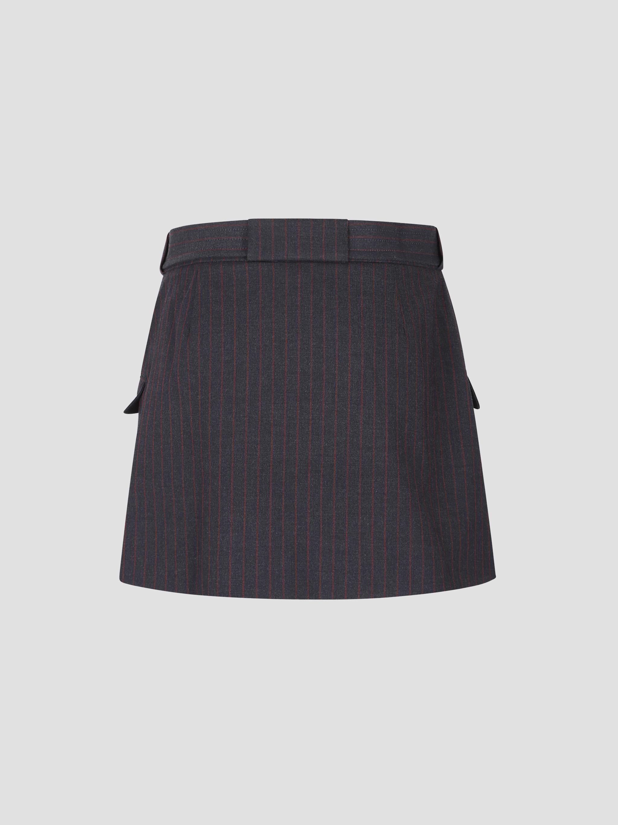 Stretch stripe tailoring mini skirt