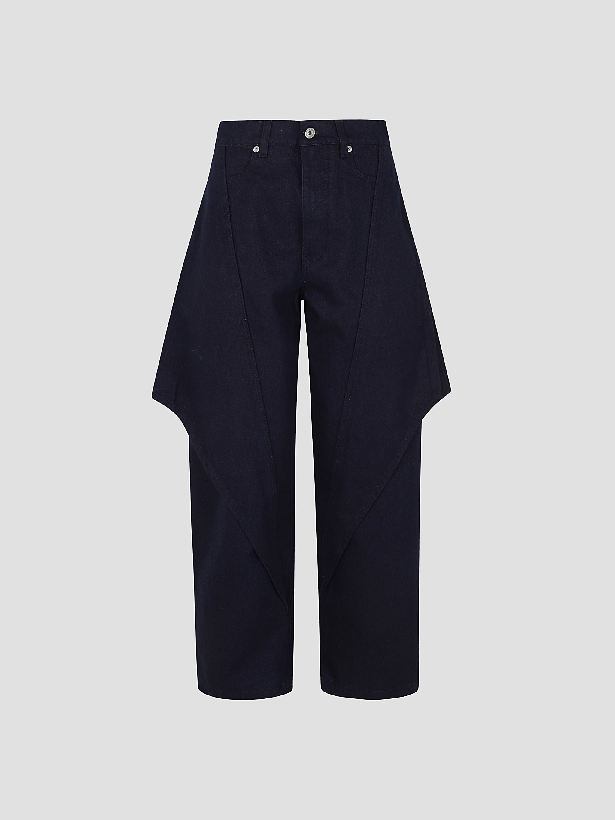 Cropped sculptural jeans