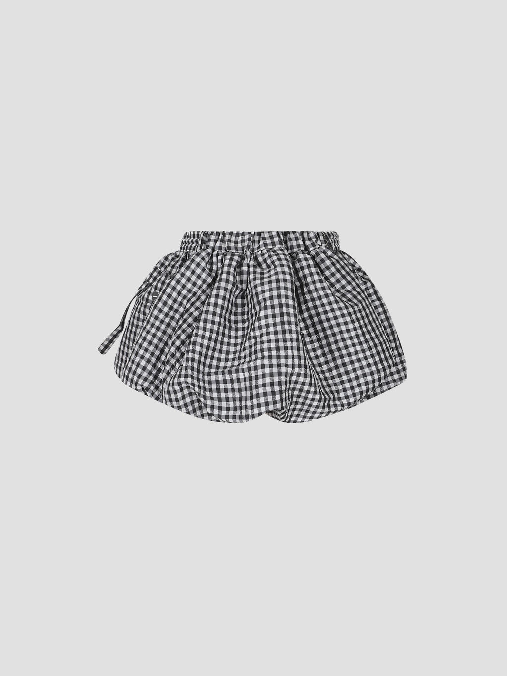Crinkled taffeta check mini bubble skirt
