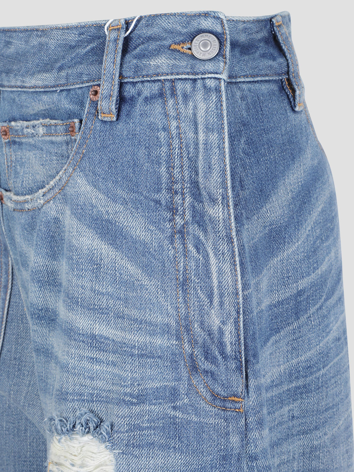 Distressed wide-leg jeans