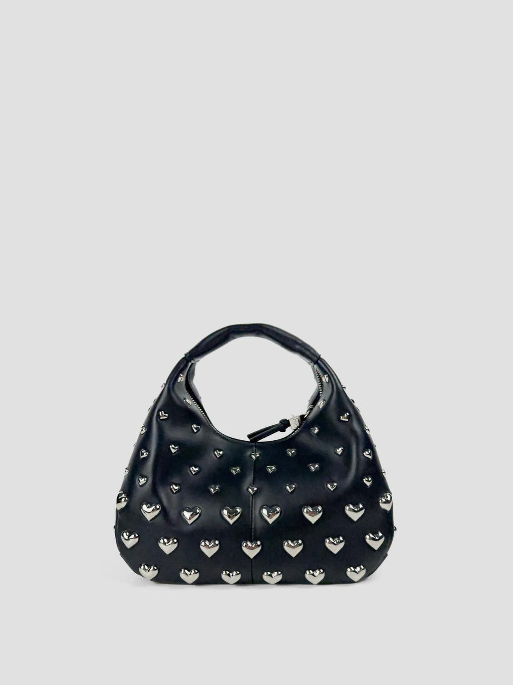 Mini hobo heart studded shoulder bag