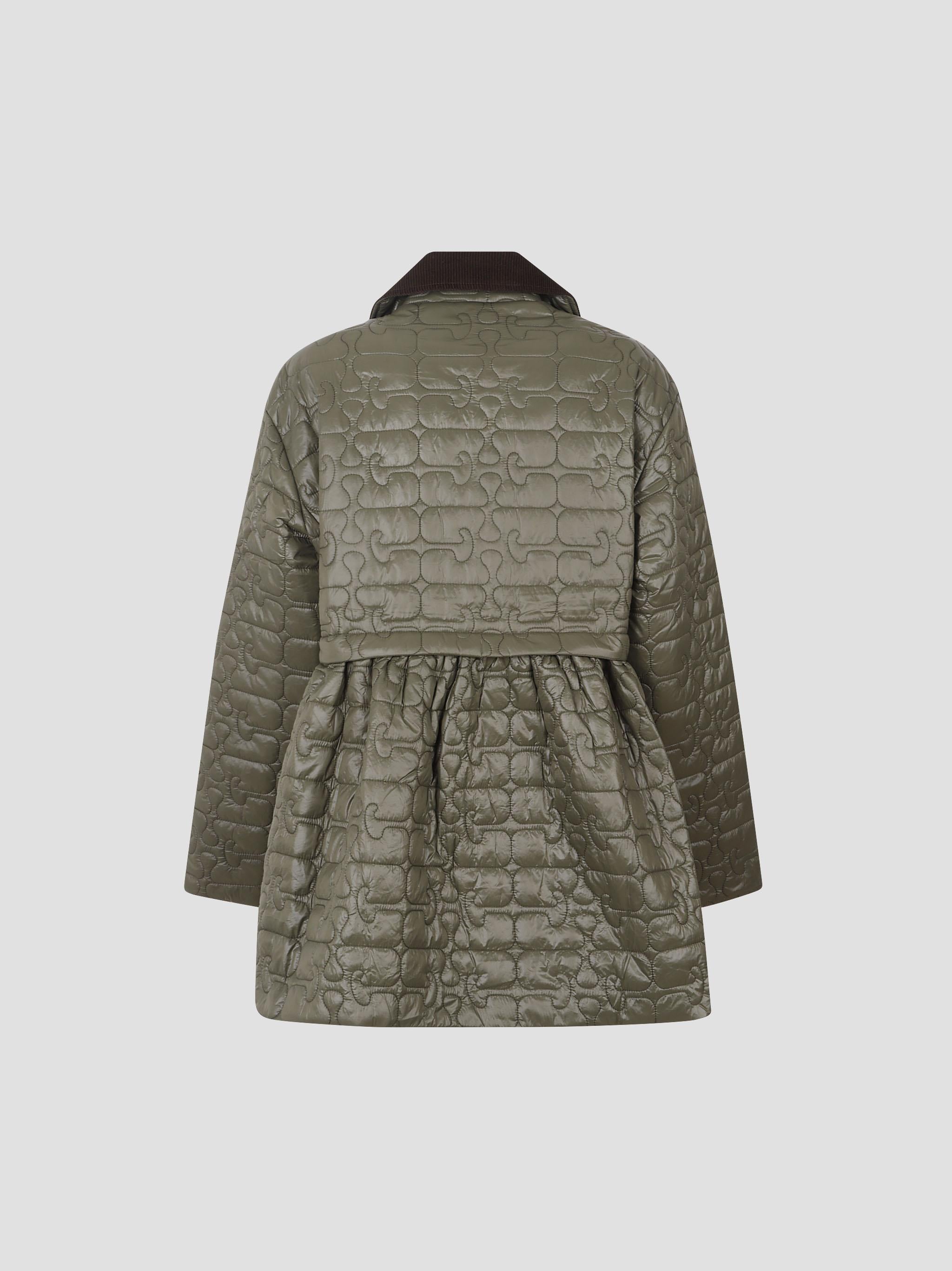 Shiny quilt midi jacket w. flare