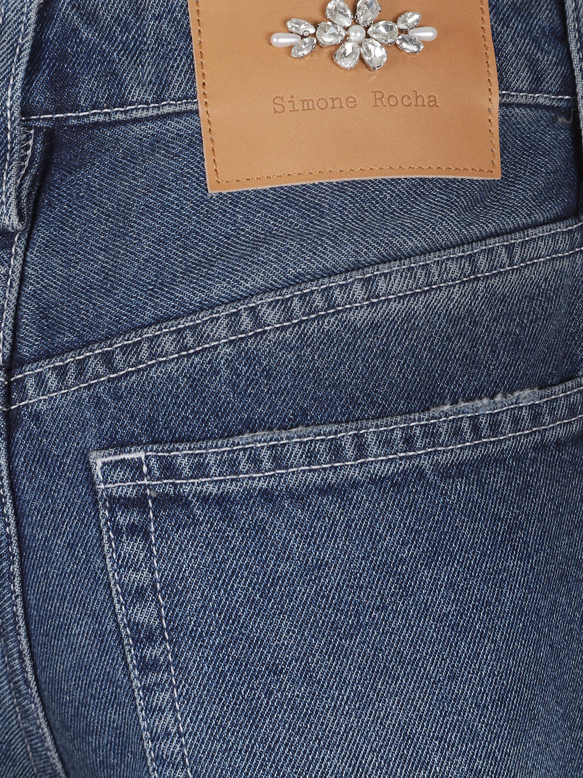 Distressed straight leg jeans