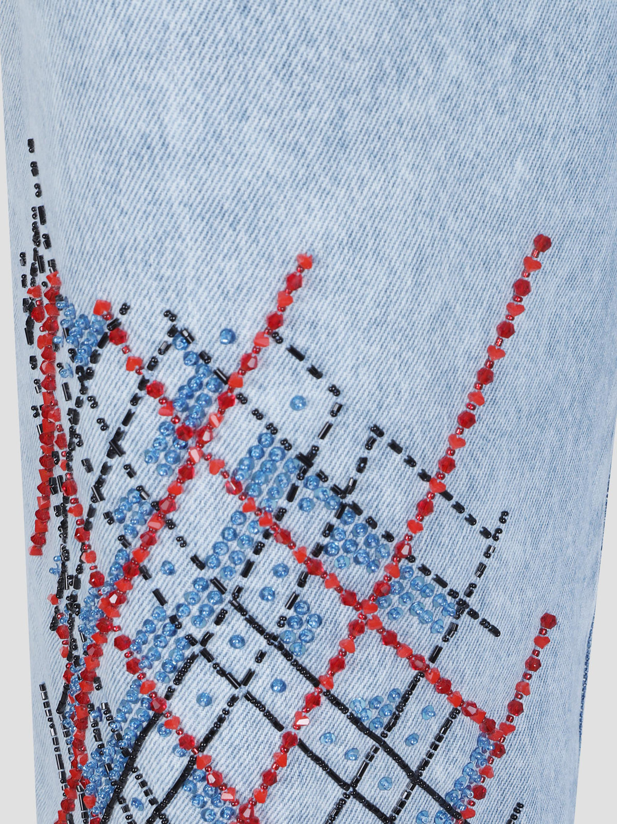 Baggy jeans with diamond embroidery