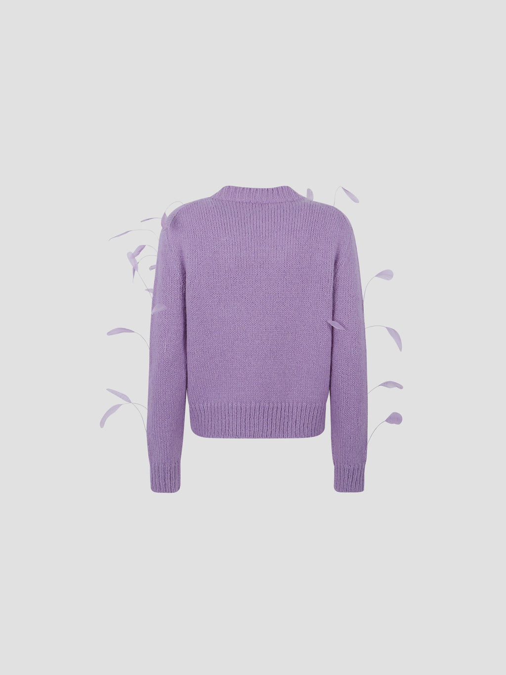 3/4 slv shrunken  fit jumper w/feathers