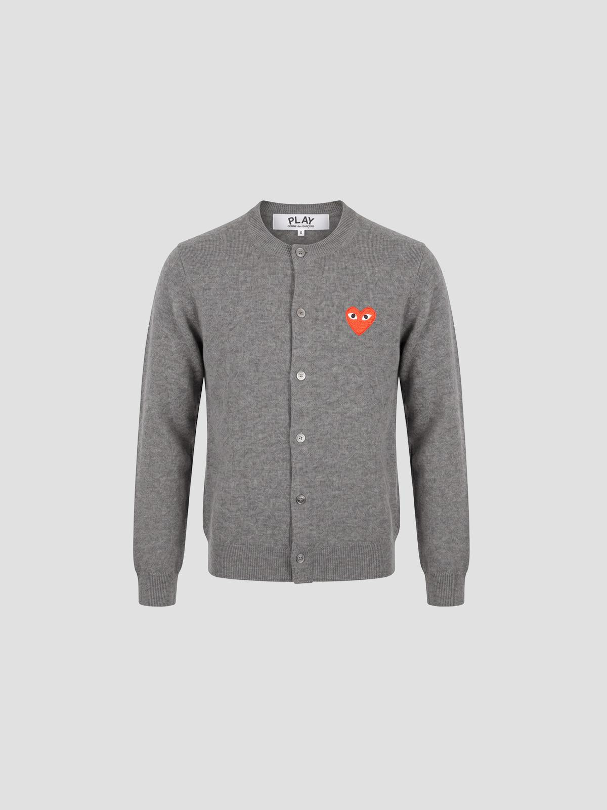 U round-neck cardigan red emblem knit