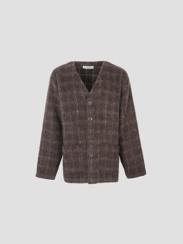 Cardigan dorf check hairy wool