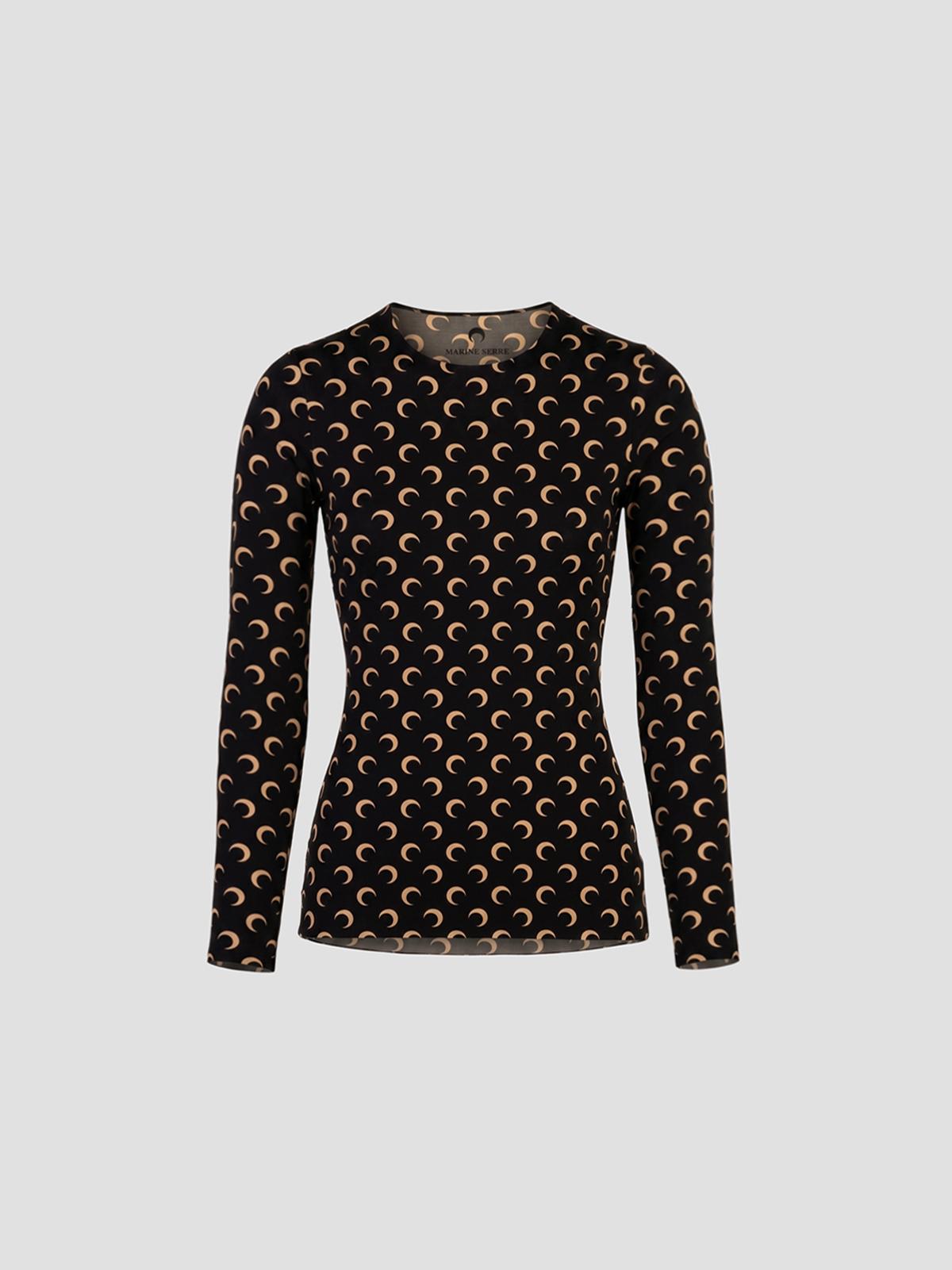 Moon printed jersey ls crewneck top