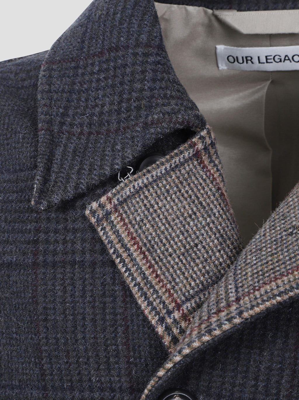 Collapse carcoat check wool coat
