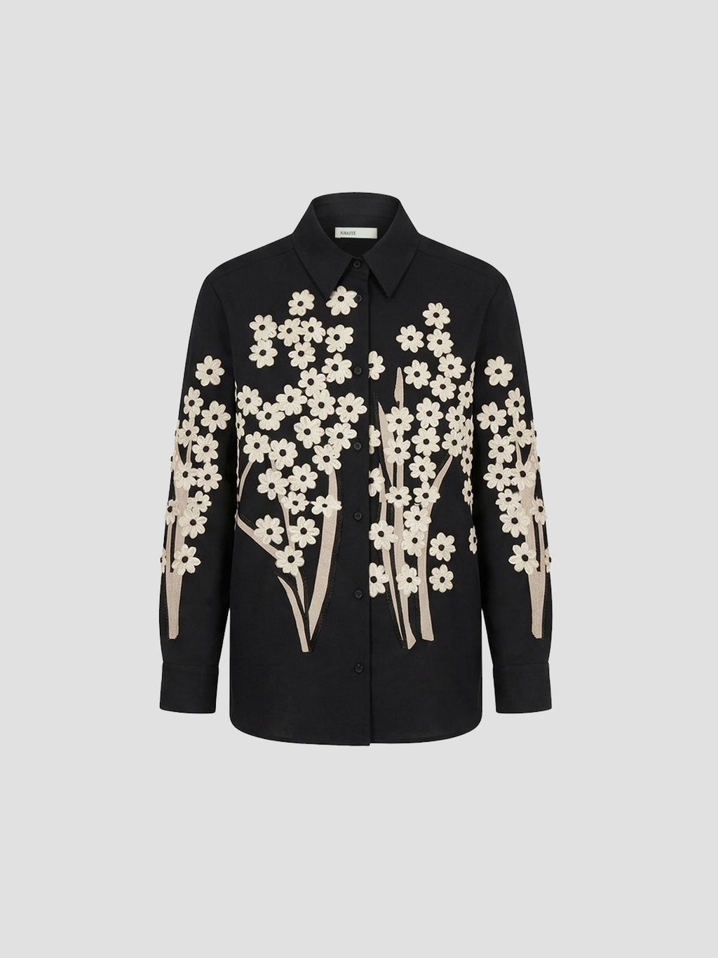 Khaite Argo top w floral emb. in black