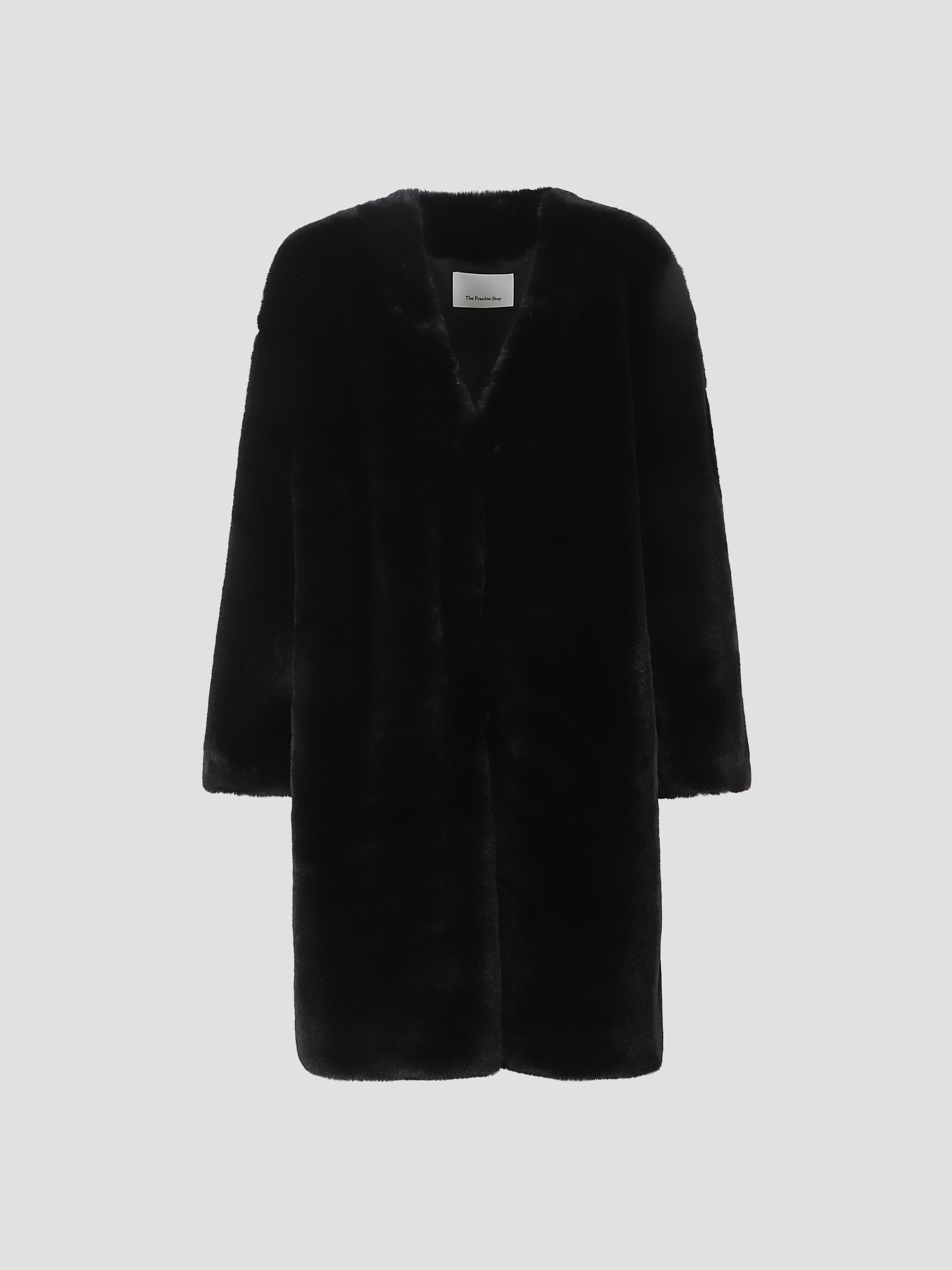 Matera collarless faux fur coat