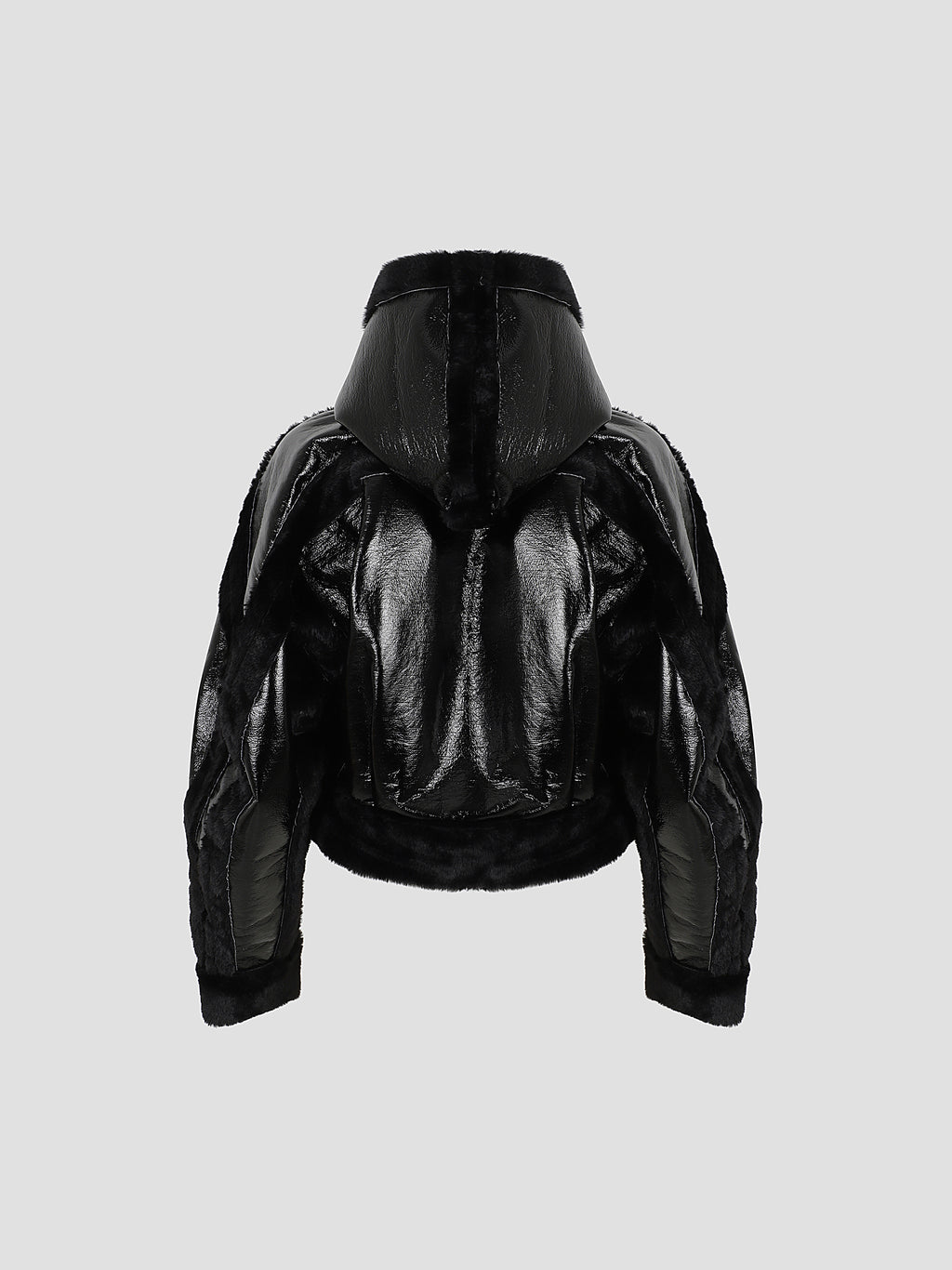 Knitted shearling fitted multiline jacket