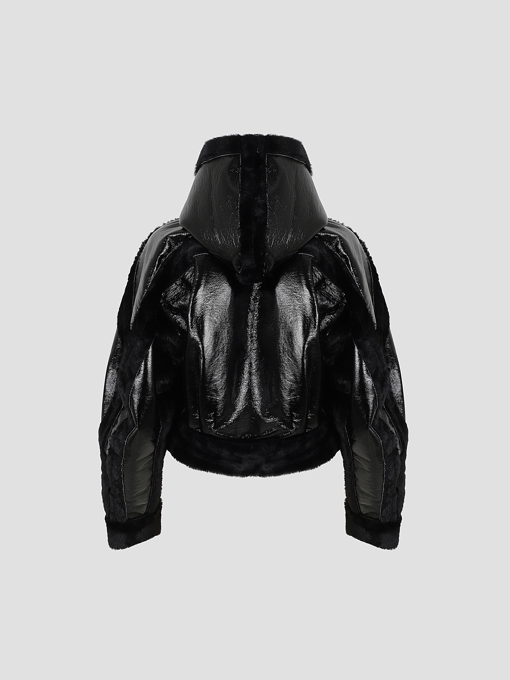 Knitted shearling fitted multiline jacket