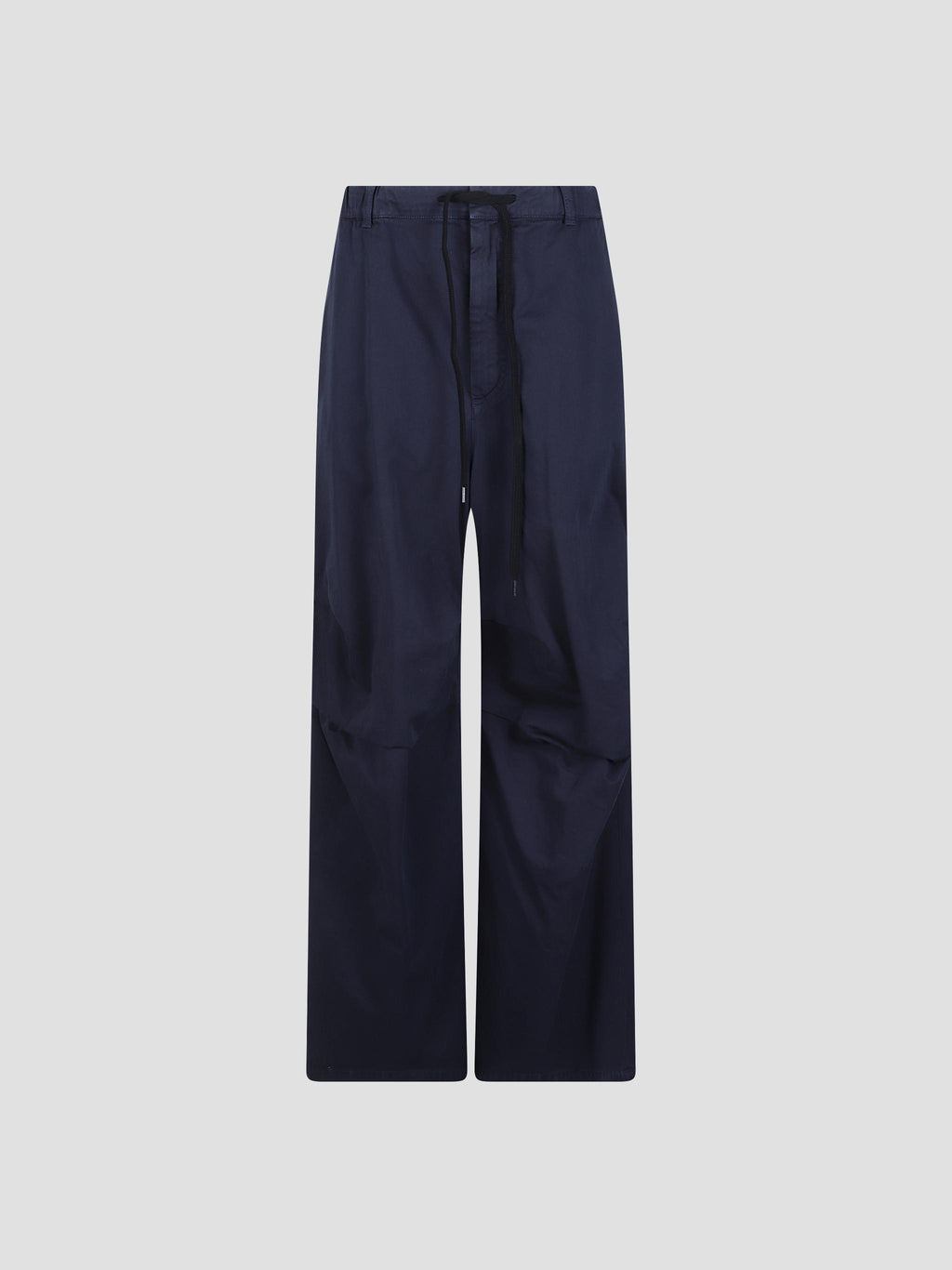 Drawstring pleated cotton trousers