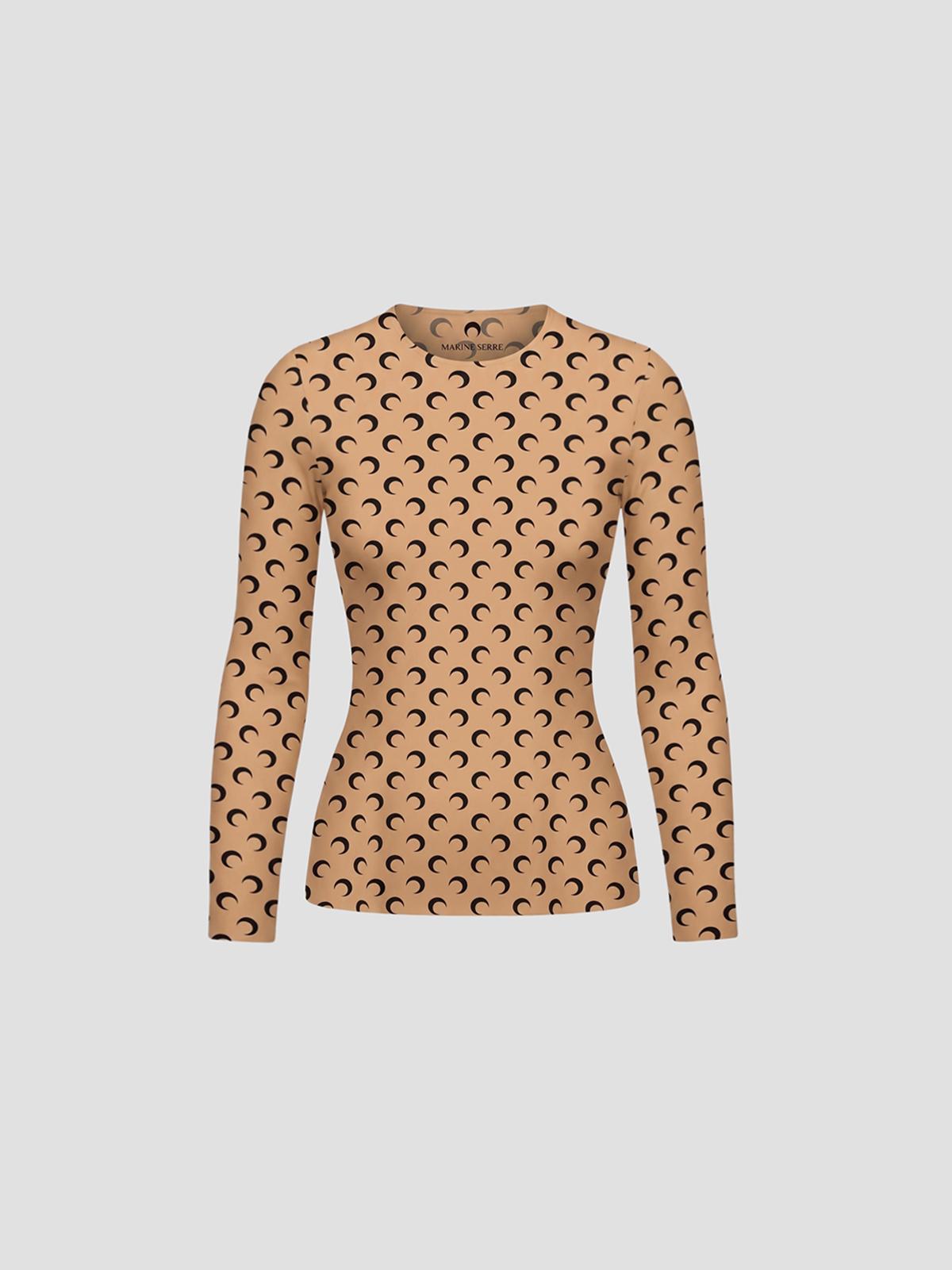 Moon printed jersey ls crewneck top