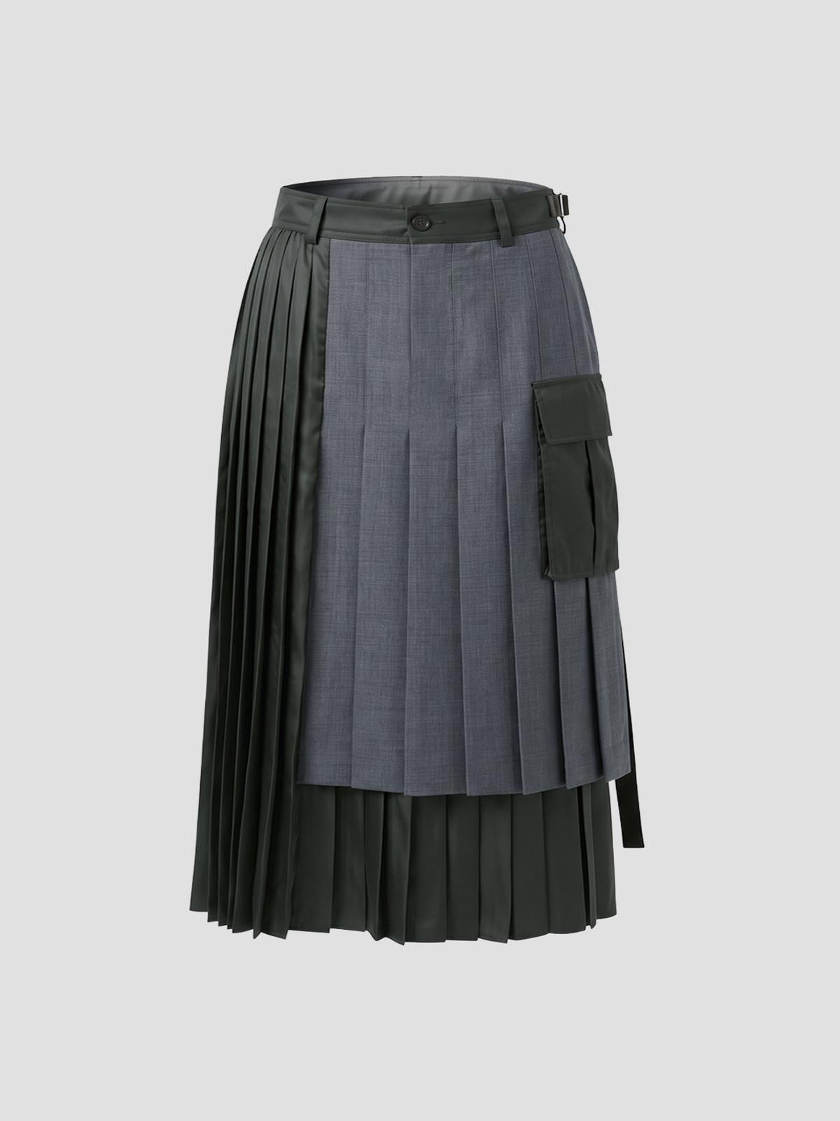 Suiting x nylon twill skirt