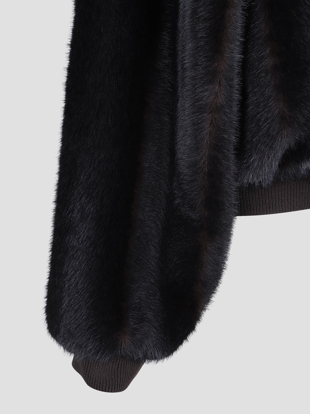Rib-trim faux-fur jacket