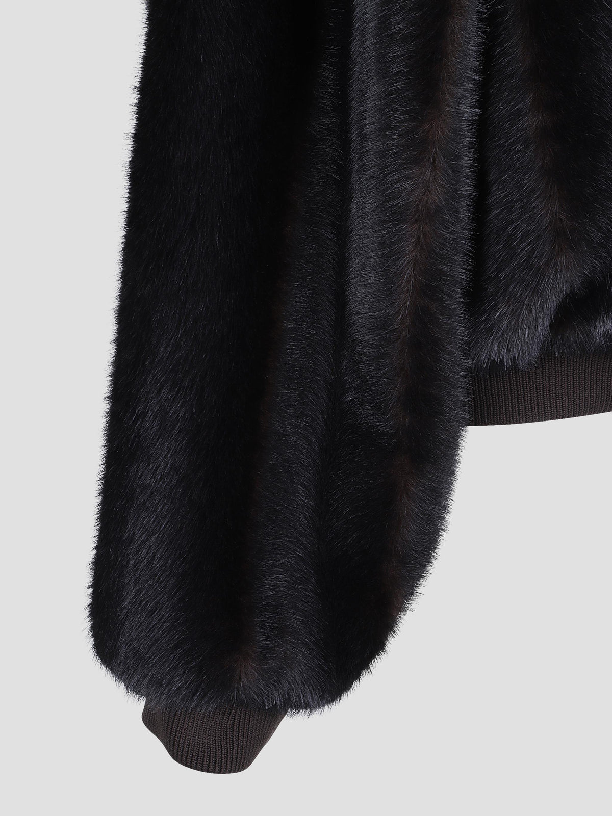 Rib-trim faux-fur jacket