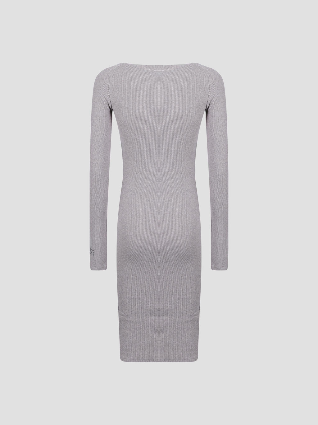 Asymmetric-neck ribbed midi dress