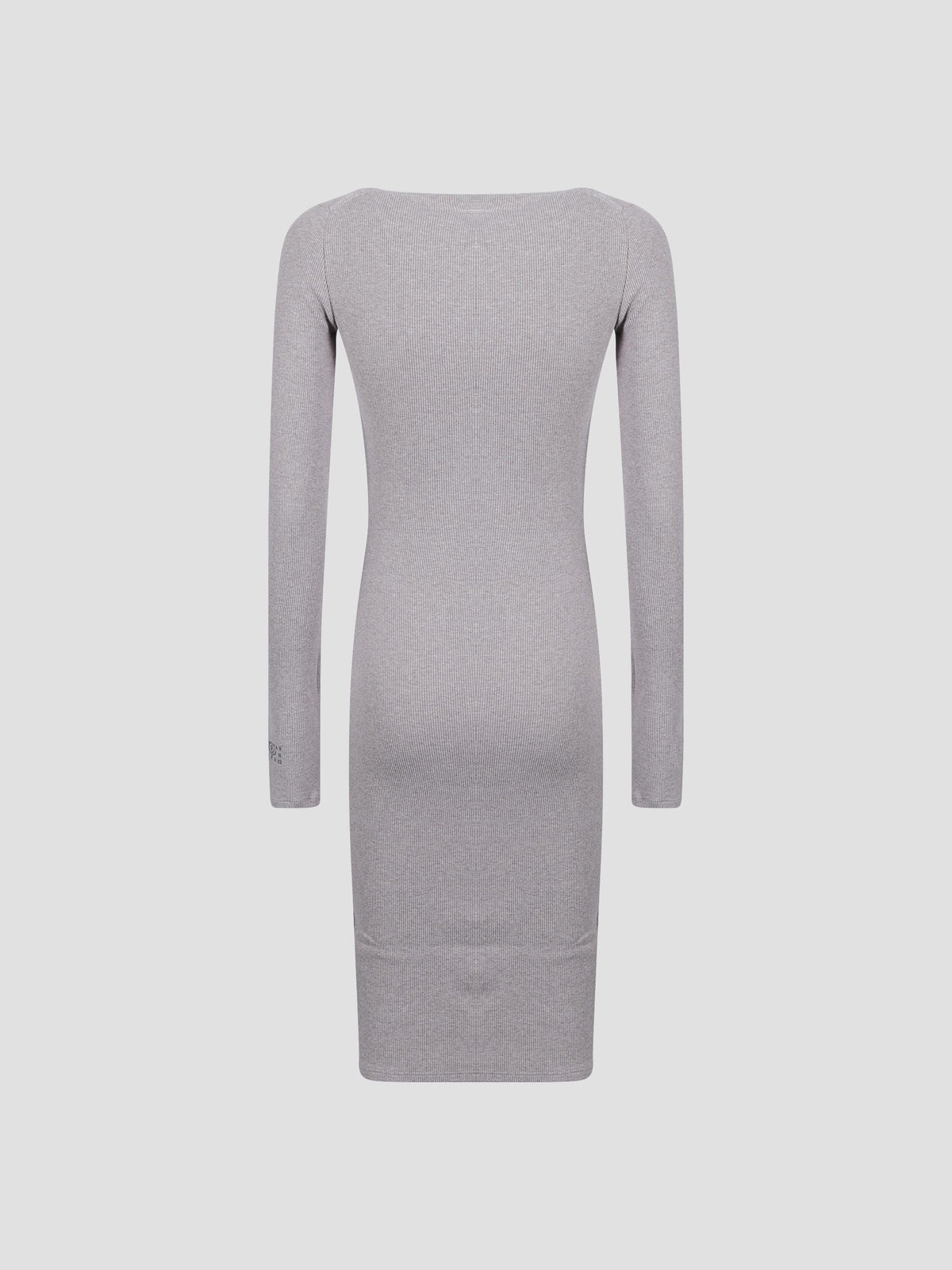 Asymmetric-neck ribbed midi dress
