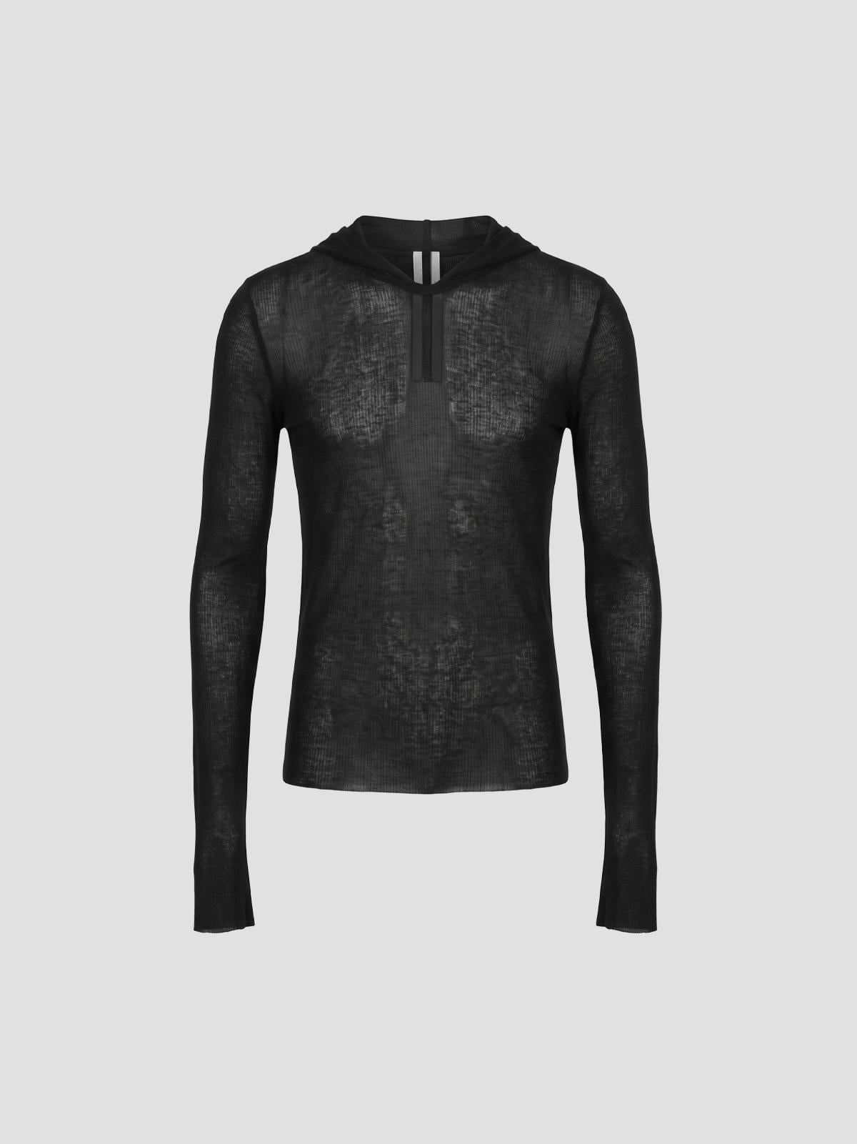 Cropped hooded rib ls t-shirt