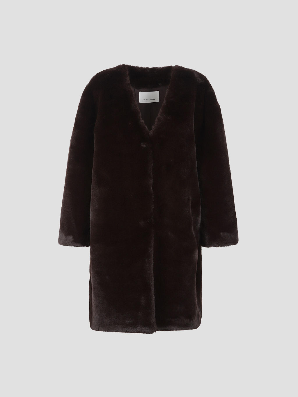 Matera collarless faux fur coat