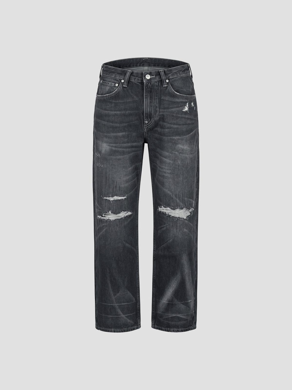 Evisu Ej, distressed 5p jeans in black
