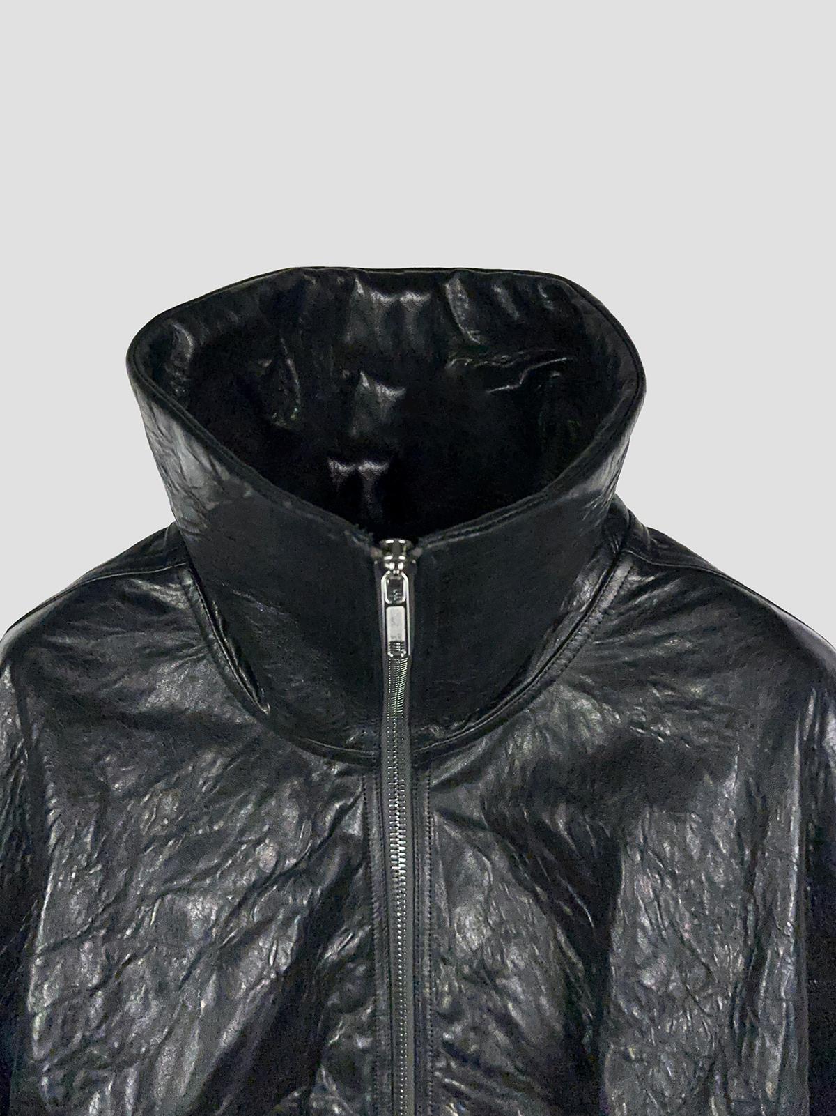 Leather bomber jacket