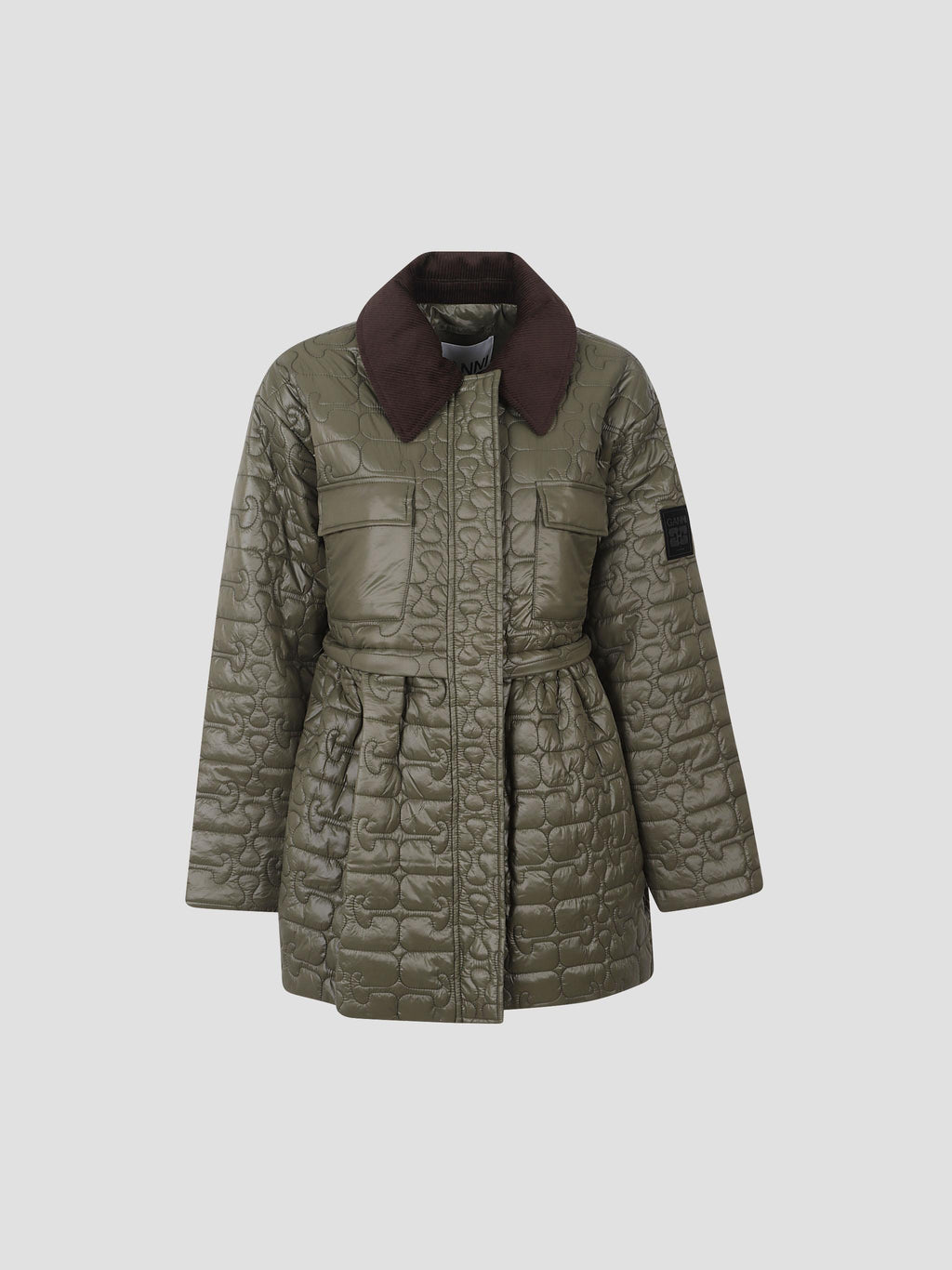 Shiny quilt midi jacket w. flare