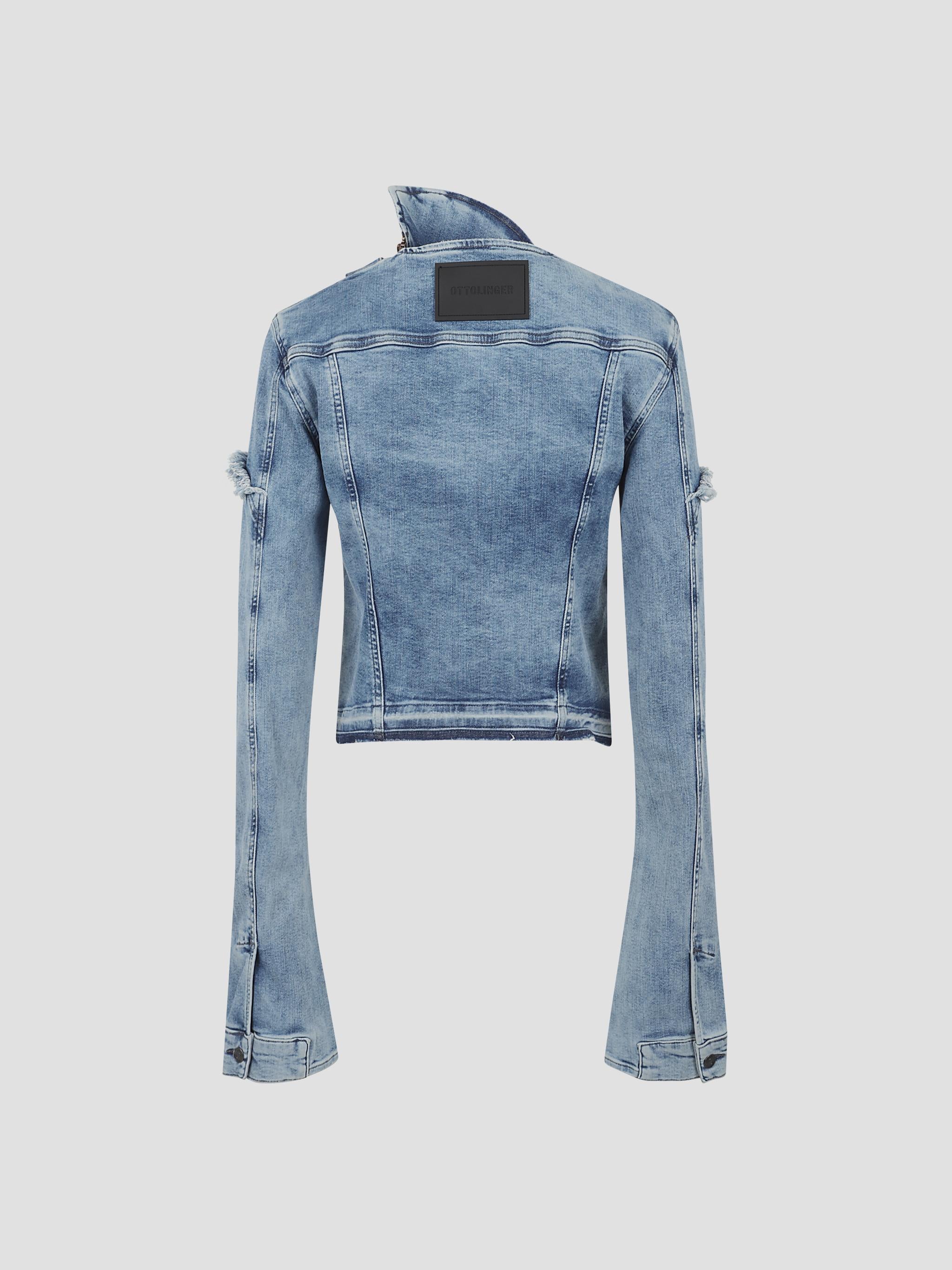 Woven drape collar denim