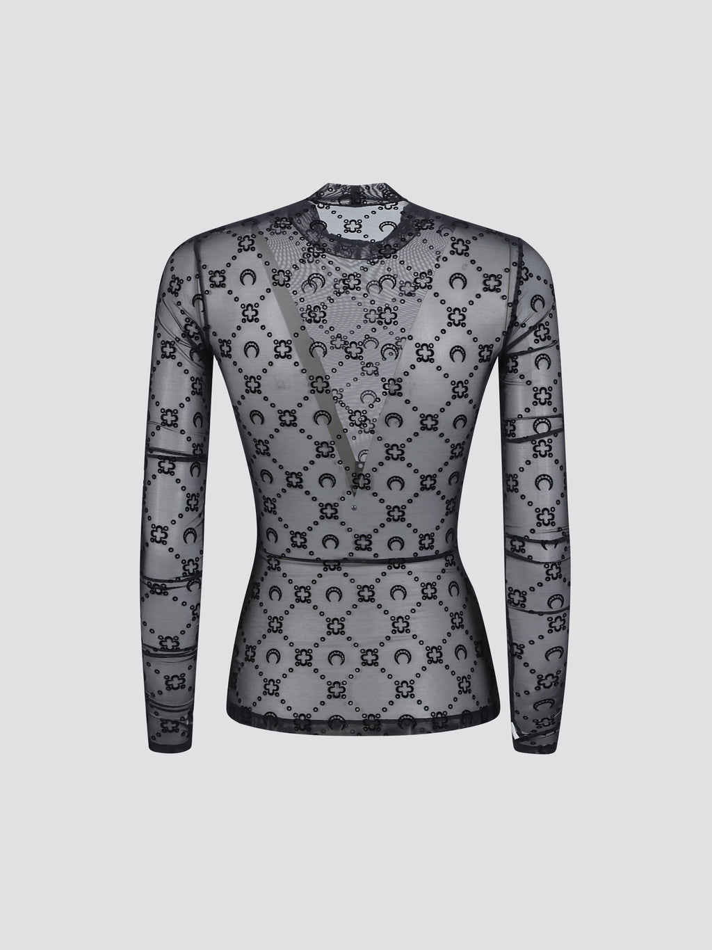 Moonogram flocked mesh high-neck top