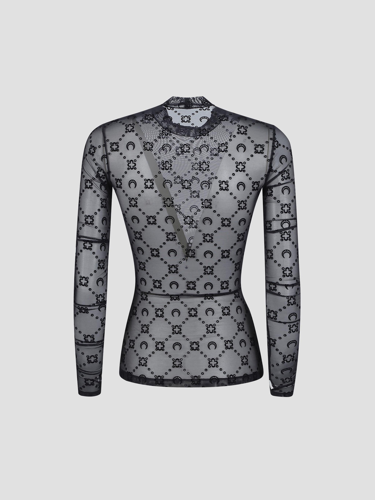 Moonogram flocked mesh high-neck top