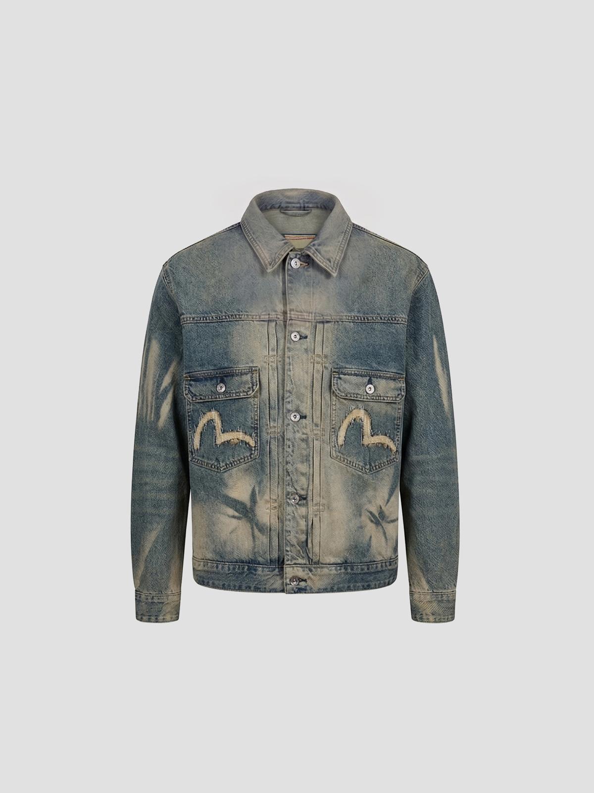 Ht abstract washing denim jacket