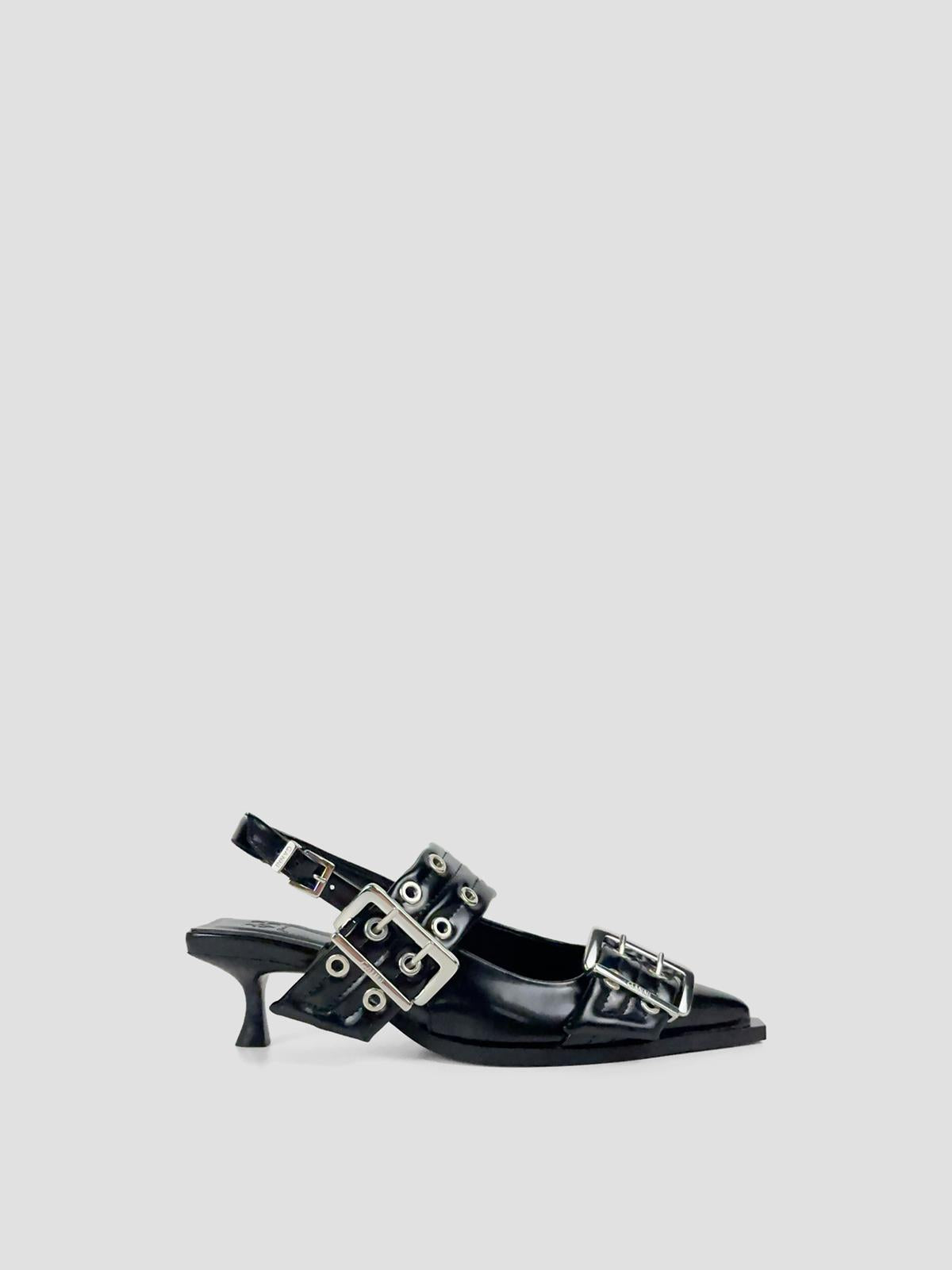 Feminine buckle kitten heels