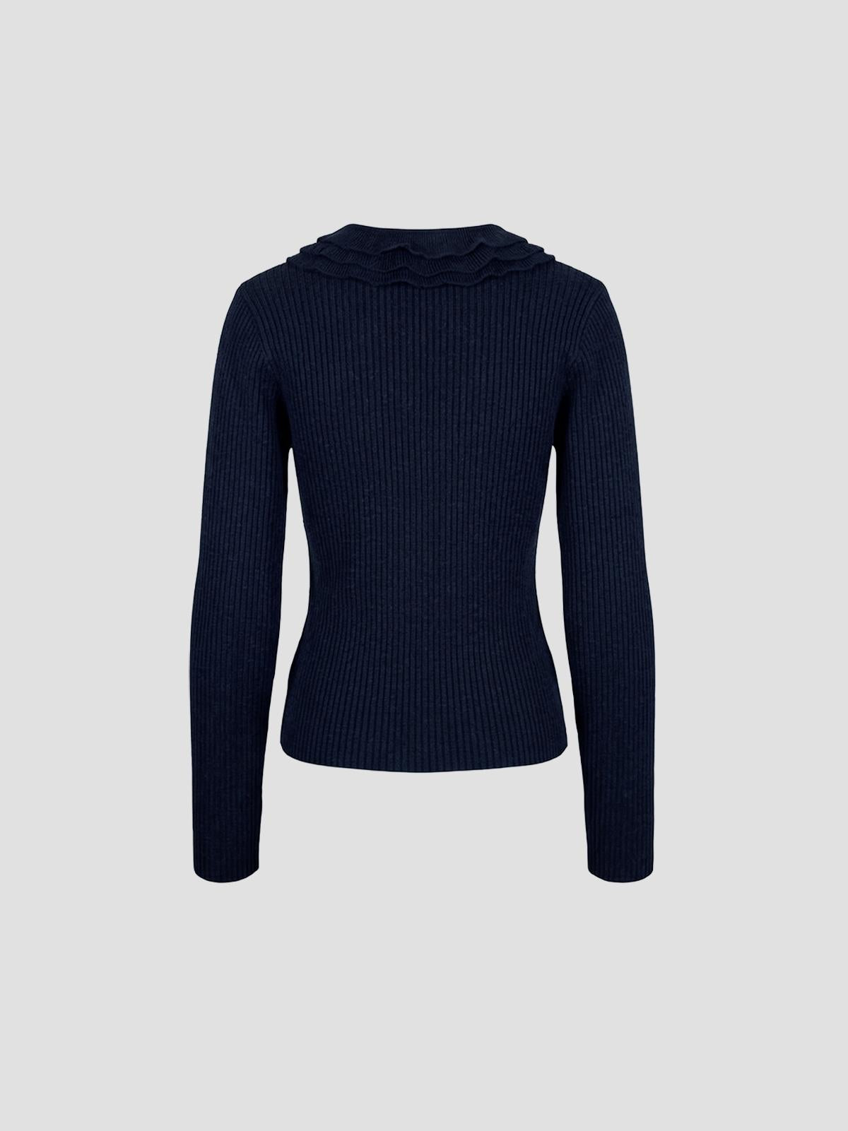 Ribbed merino frill top