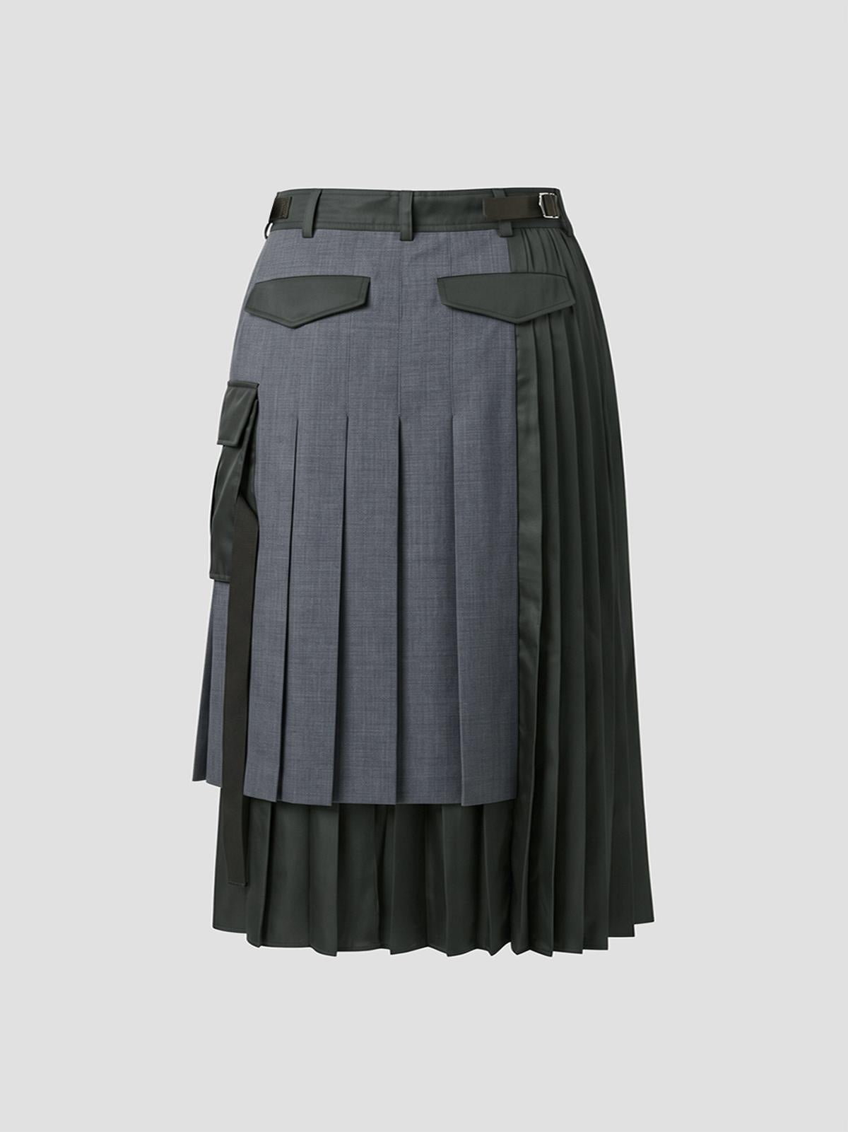 Suiting x nylon twill skirt
