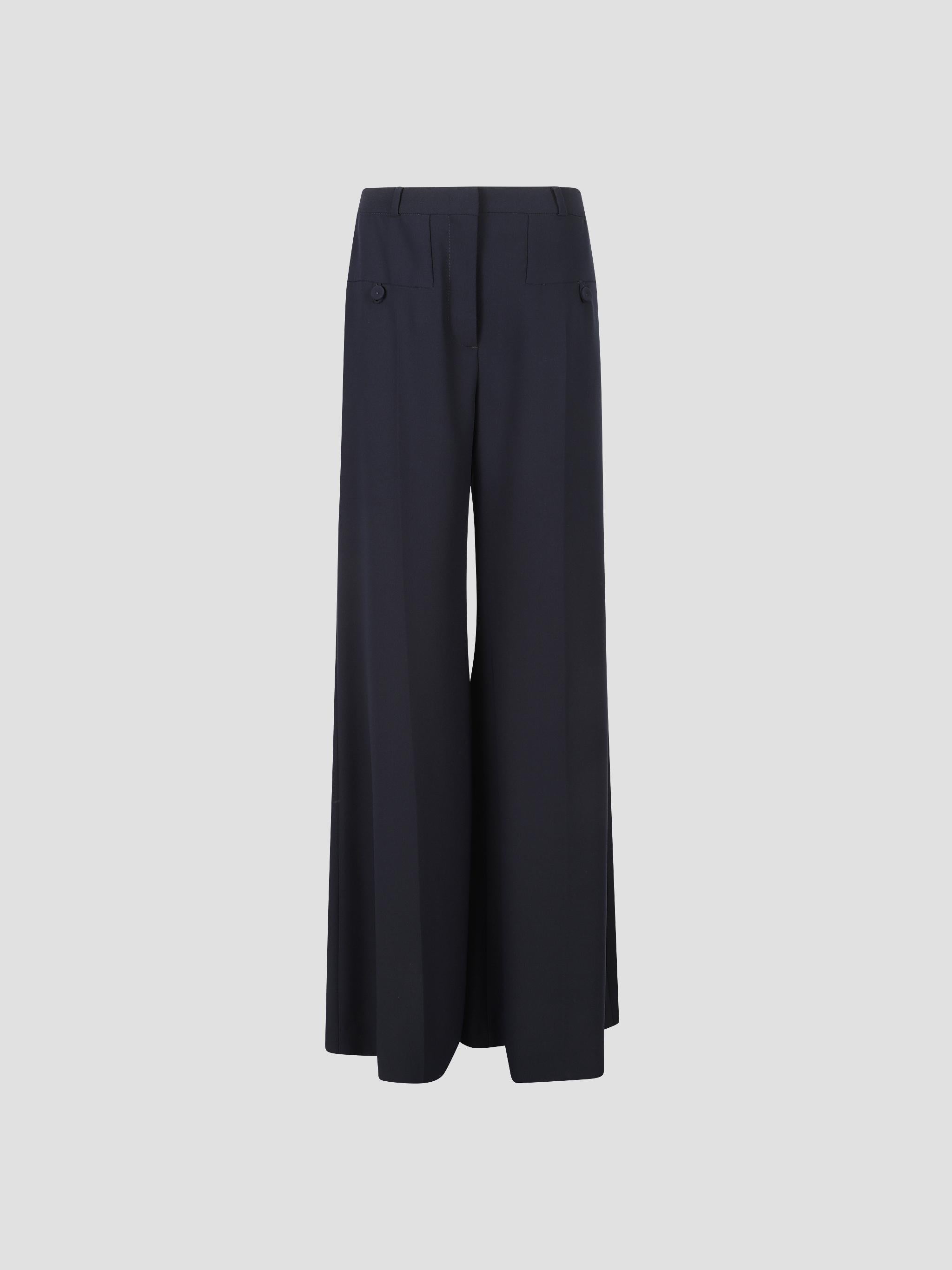 Wide-leg trousers with slits in crepe