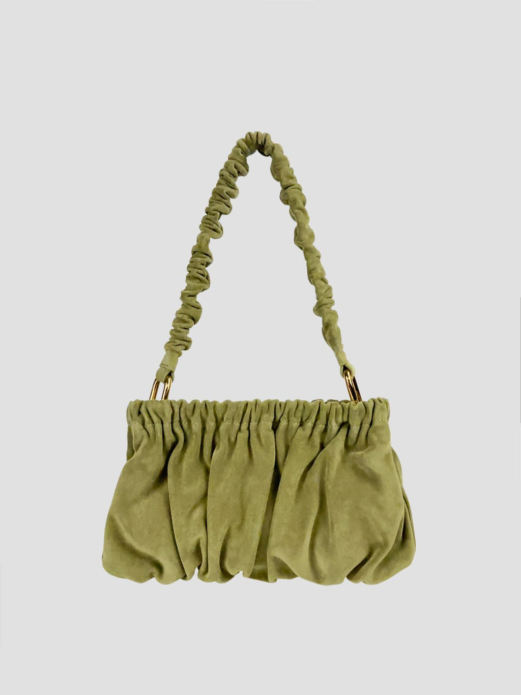 Suede ruffles clutch bag green