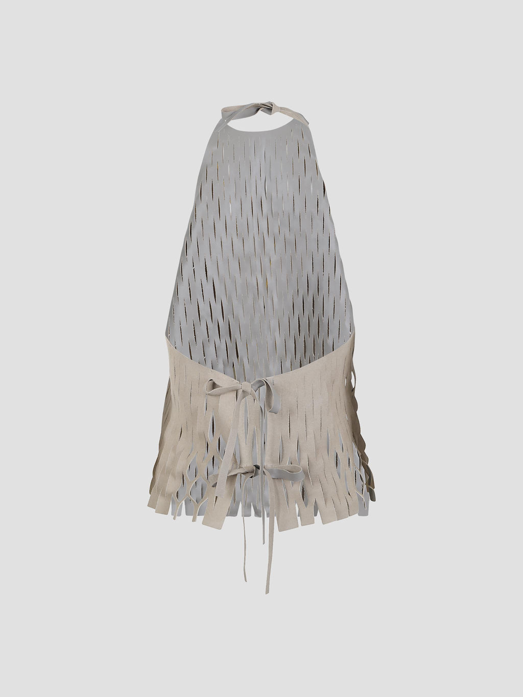 Cut apron laser-cut suede top