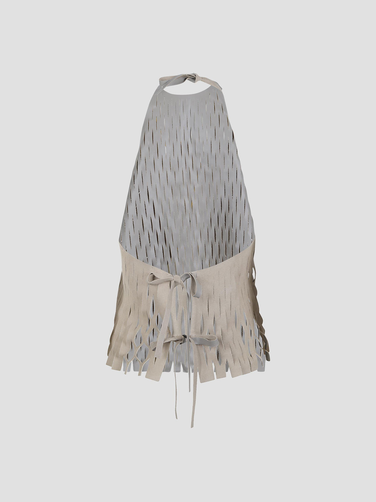 Cut apron laser-cut suede top