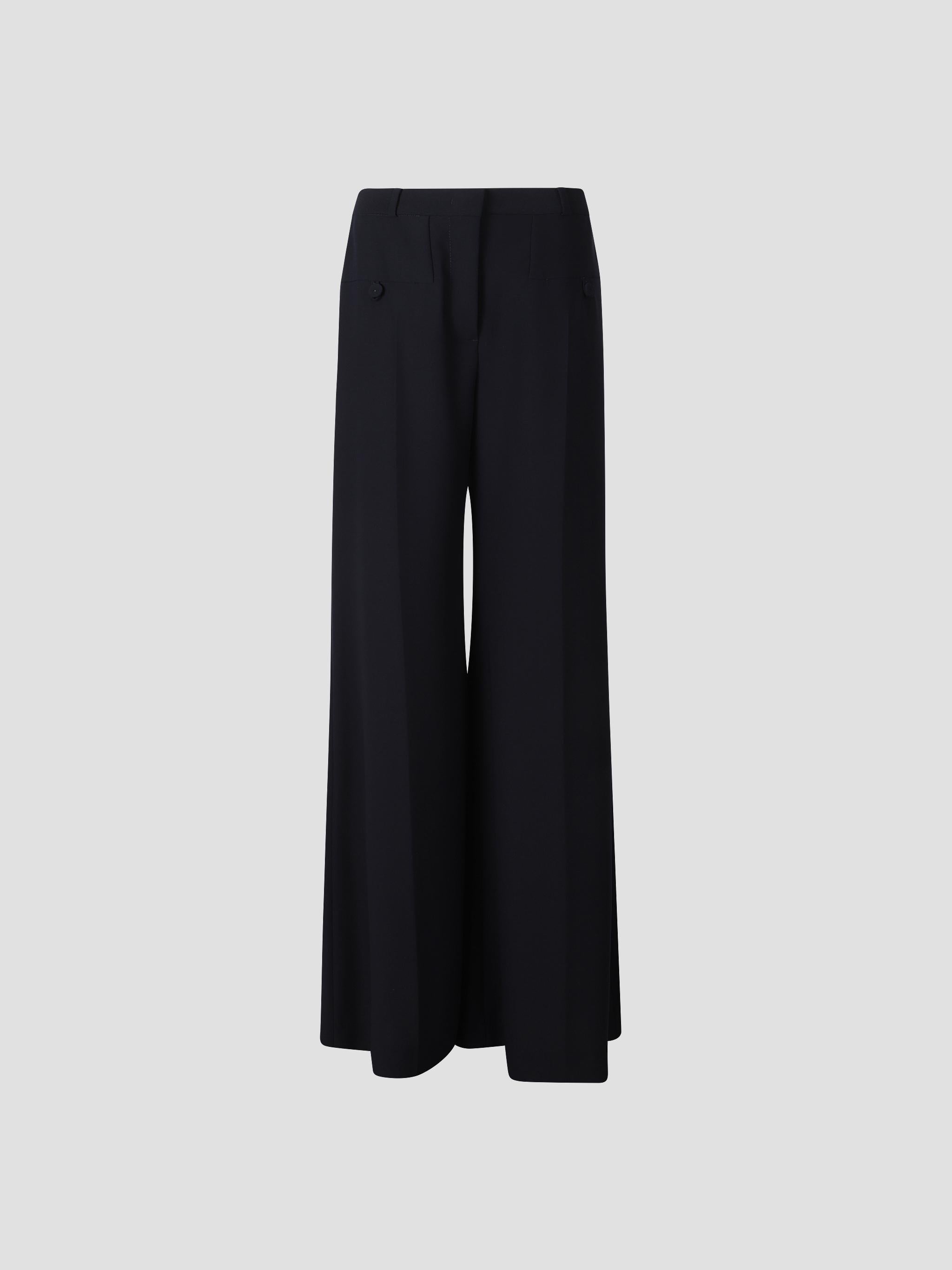 Wide-leg trousers with slits in crepe