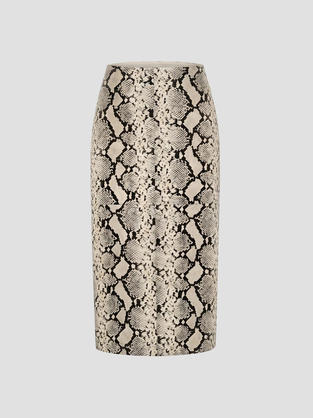 High-waist snakeskin skirt