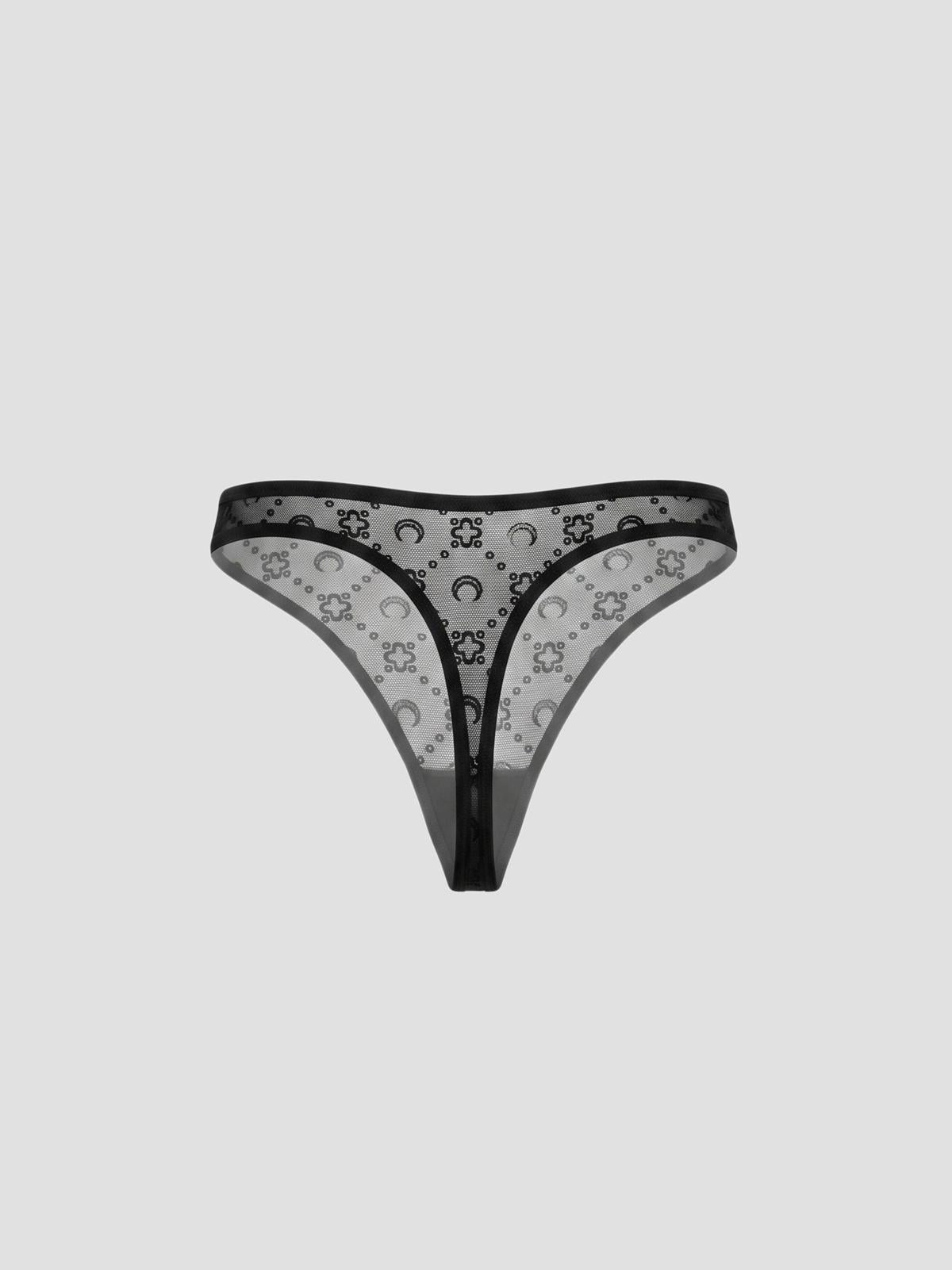 Moonogram mesh flock panties