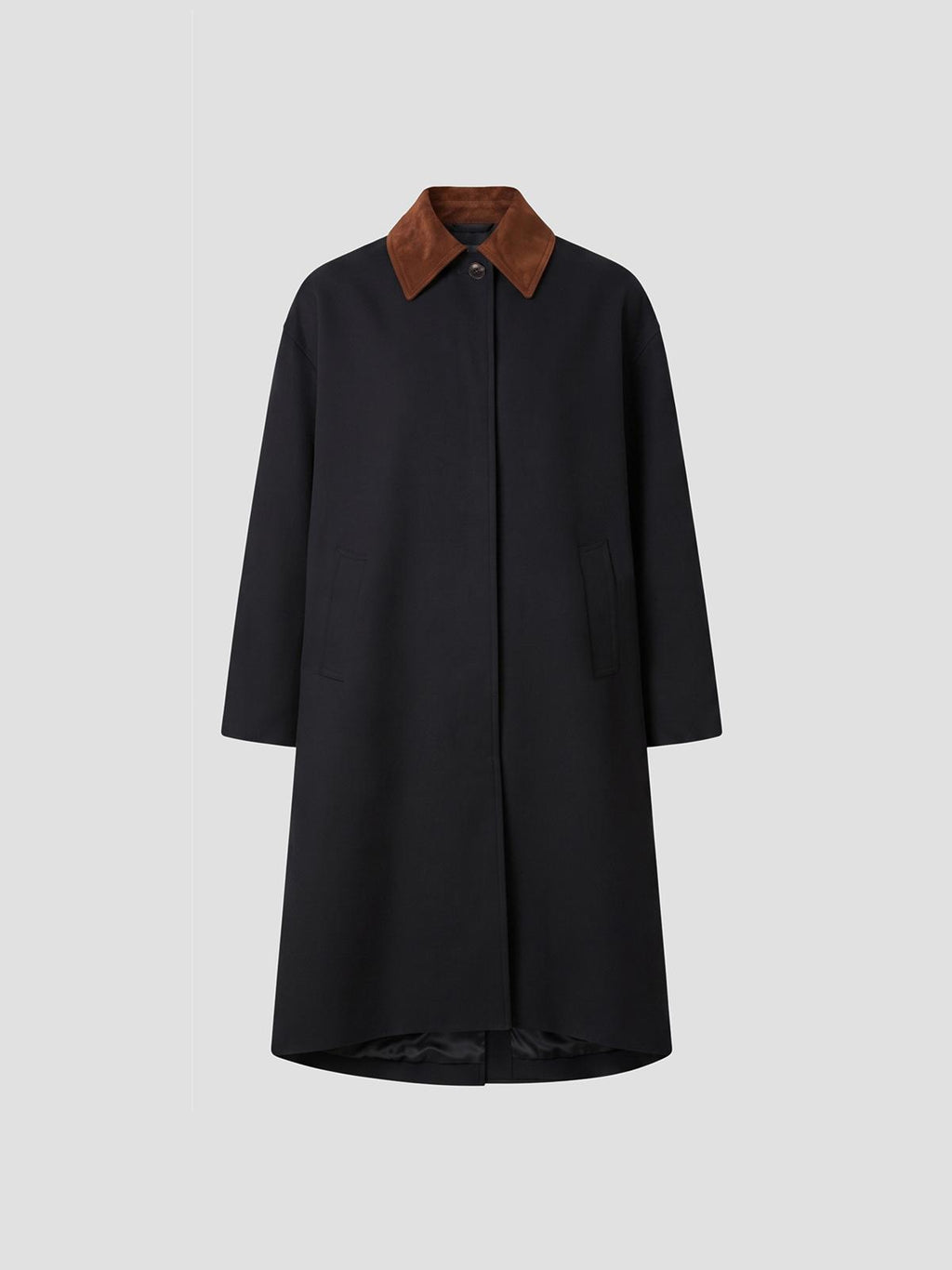 Róhe Suede collar coat in blue
