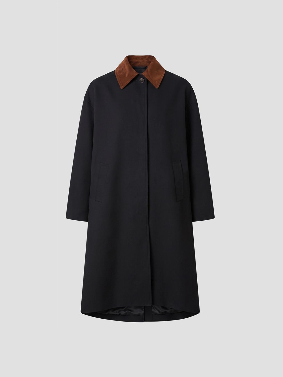 Suede collar coat