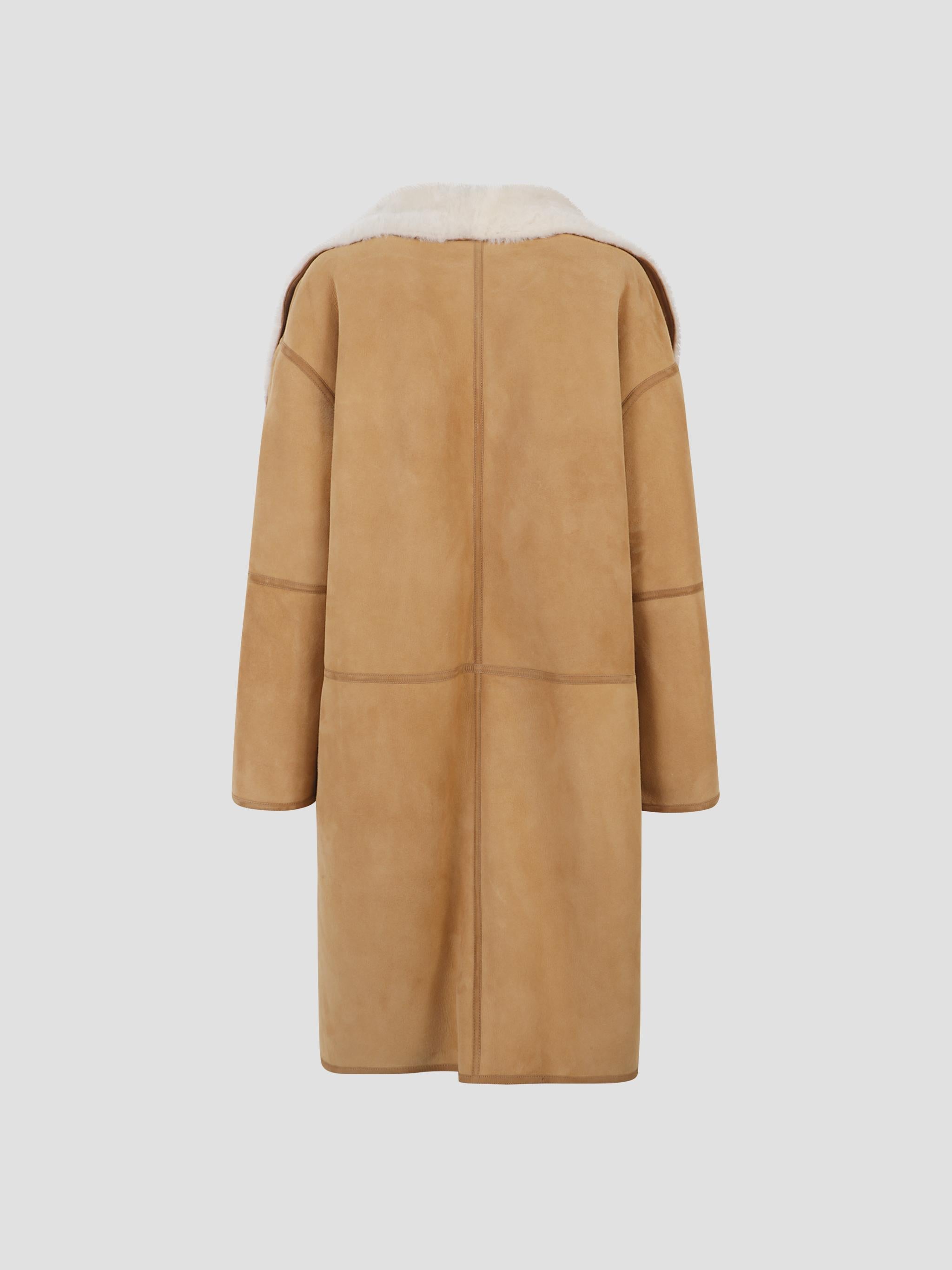 Draped shearling coat